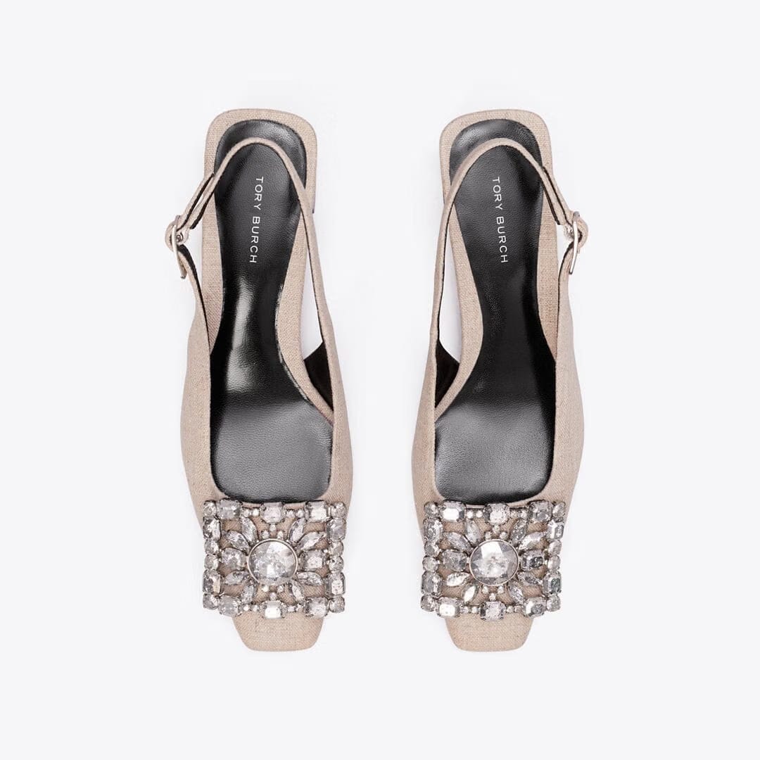 Tory Burch Georgia Crystal Slingback DESERT TAUPE