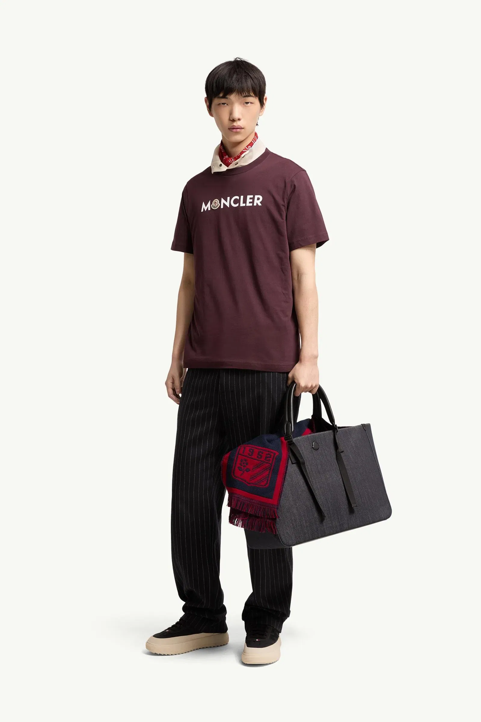 Moncler Logo Cotton T-Shirt Burgundy Burgundy