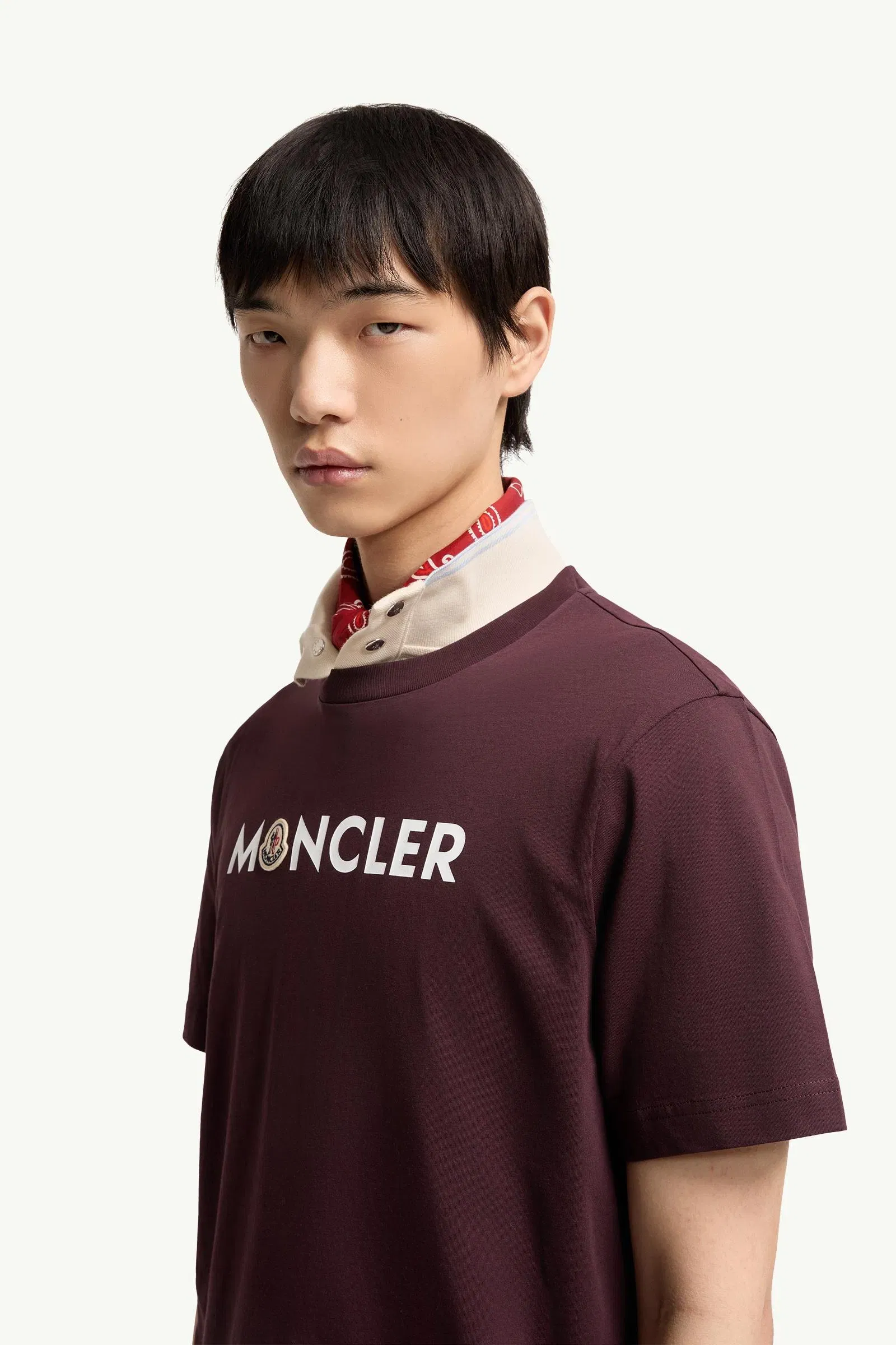 Moncler Logo Cotton T-Shirt Burgundy Burgundy