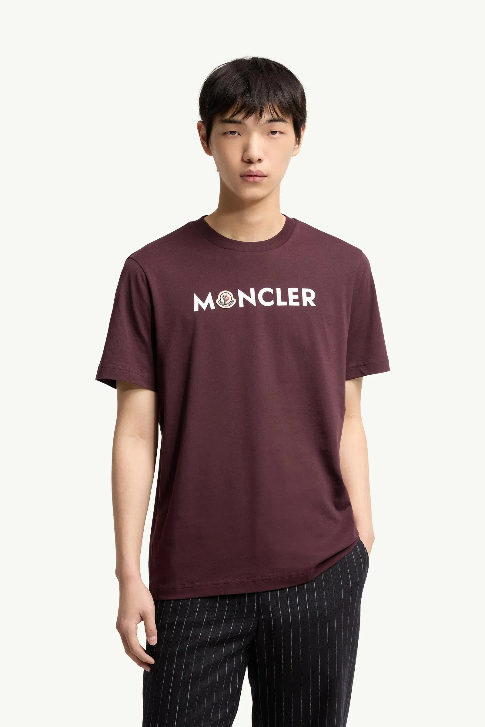 Moncler Logo Cotton T-Shirt Burgundy Burgundy