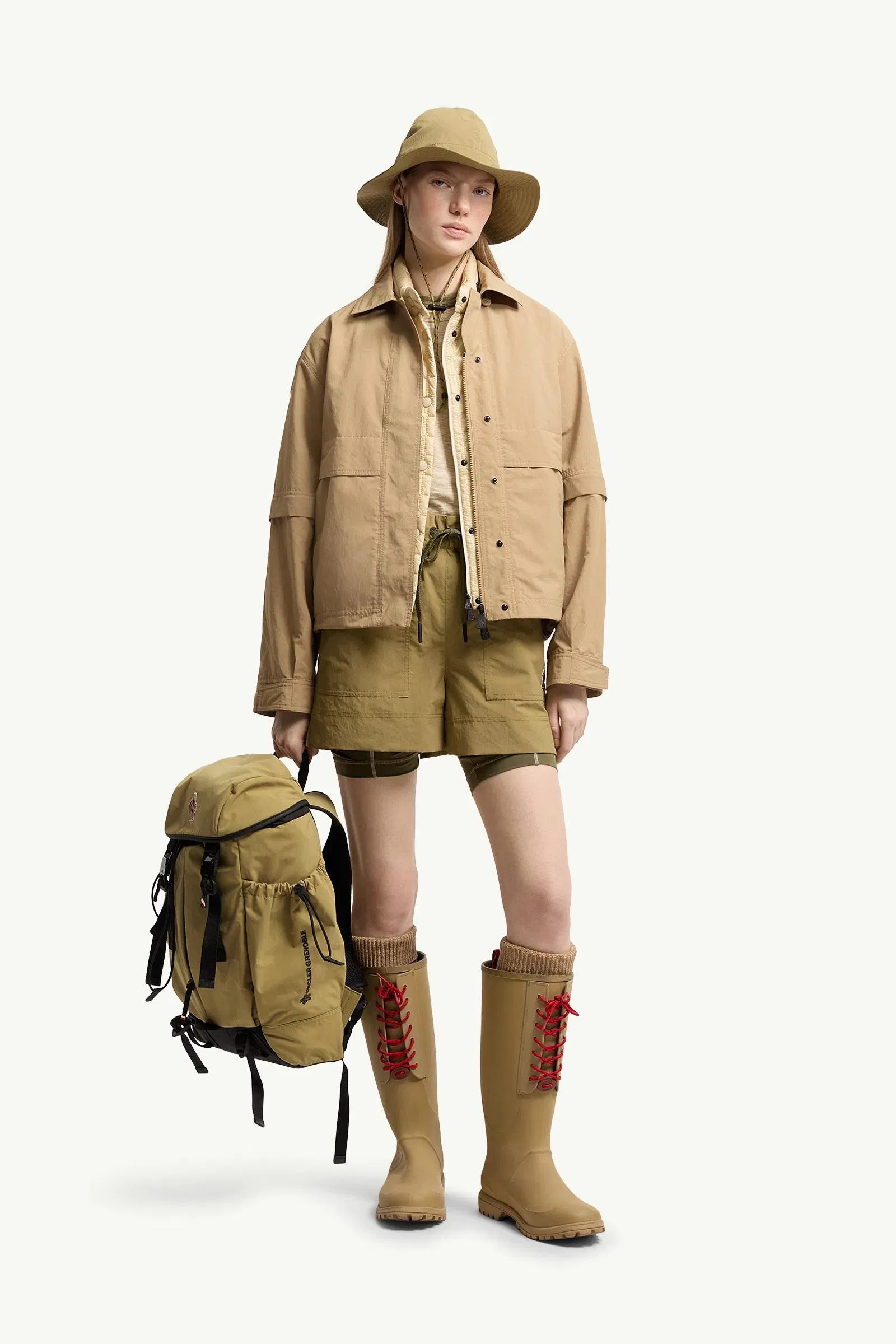 Moncler Technical Froissé Shorts Khaki Khaki
