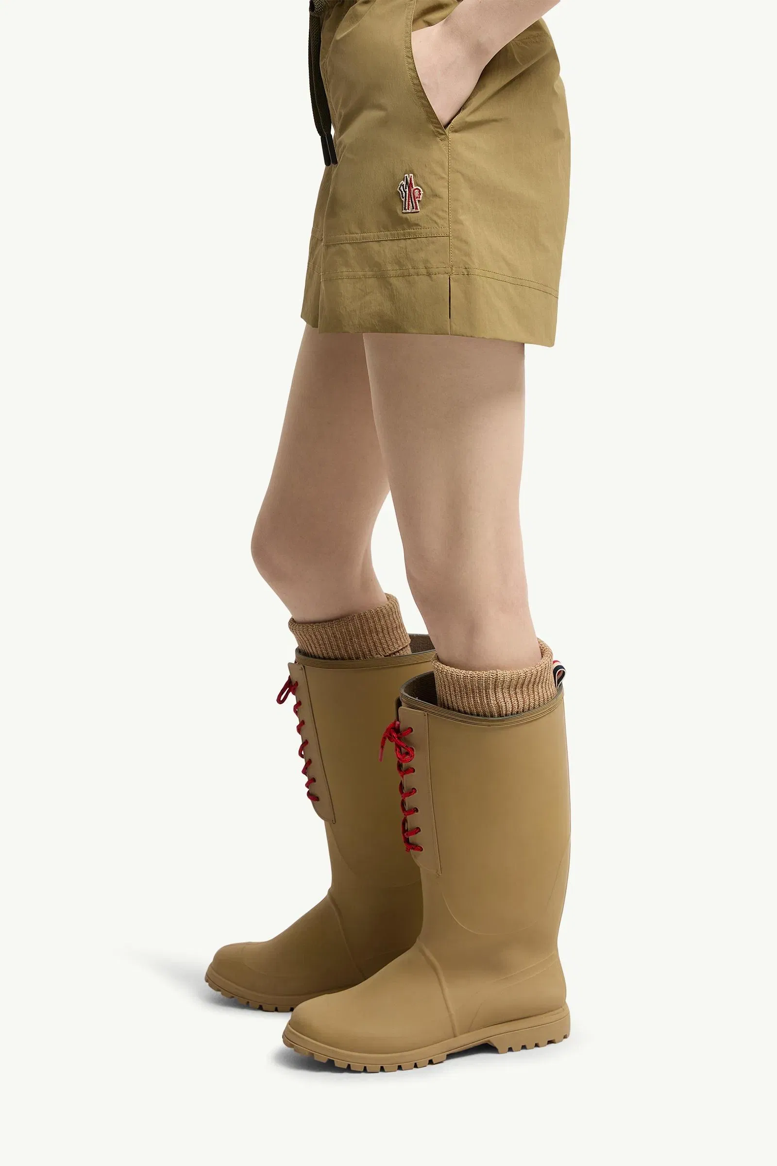 Moncler Technical Froissé Shorts Khaki Khaki