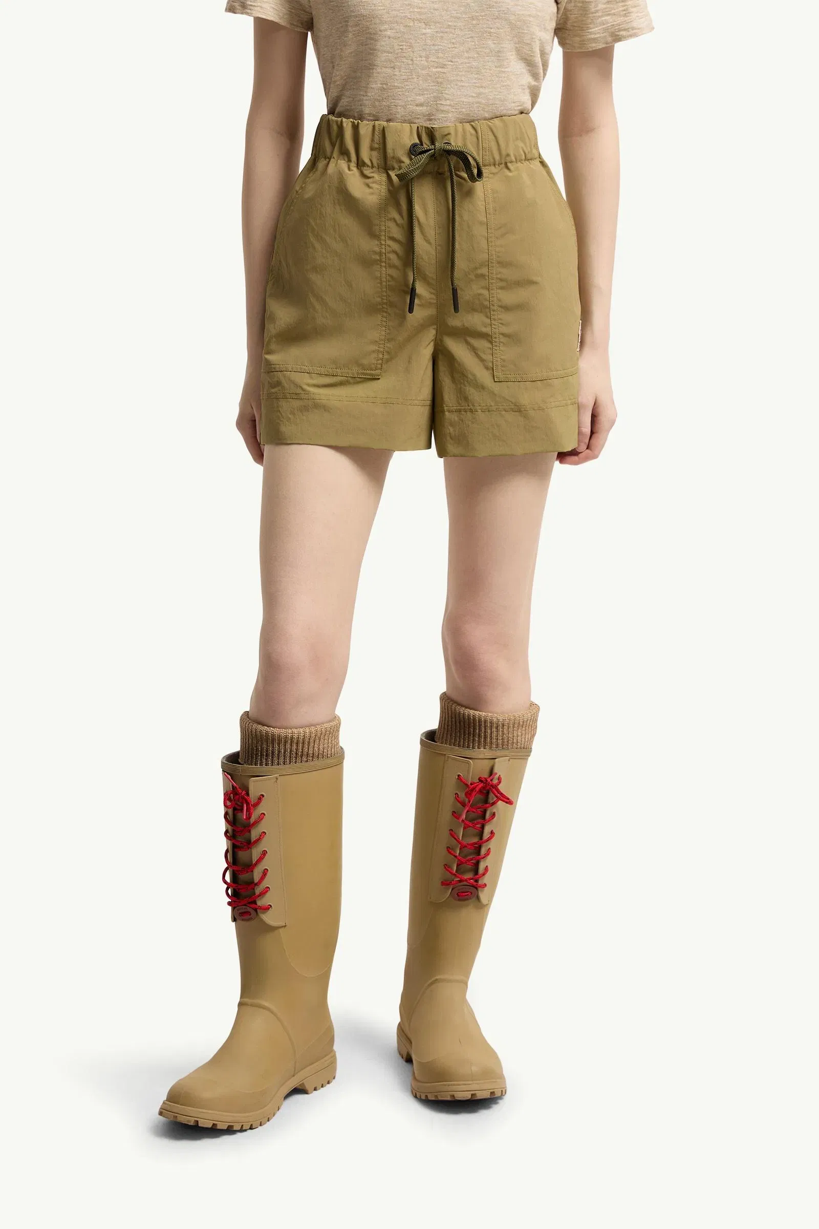 Moncler Technical Froissé Shorts Khaki Khaki
