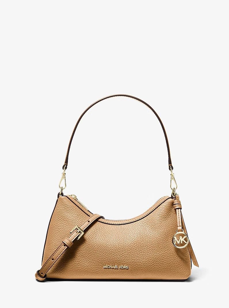 Michael Kors Sammy Small Pebbled Leather Convertible Crossbody Bag Camel