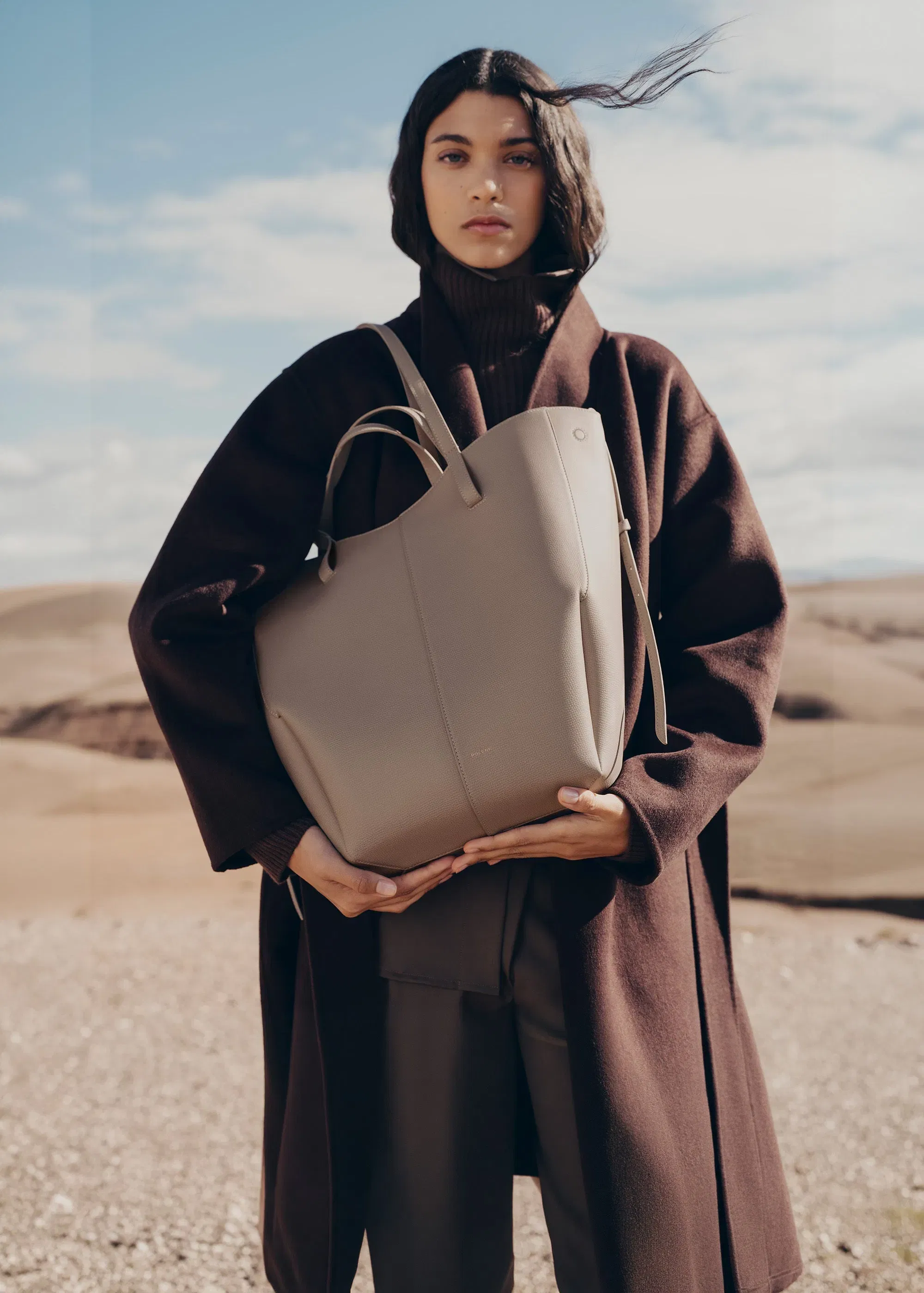 Polene Cyme Tote Textured Taupe