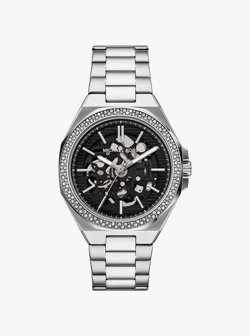 Michael Kors Oversized Callum Pave Silver-Tone Watch Silver