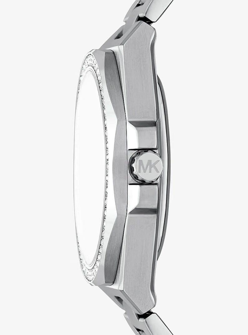 Michael Kors Oversized Callum Pave Silver-Tone Watch Silver
