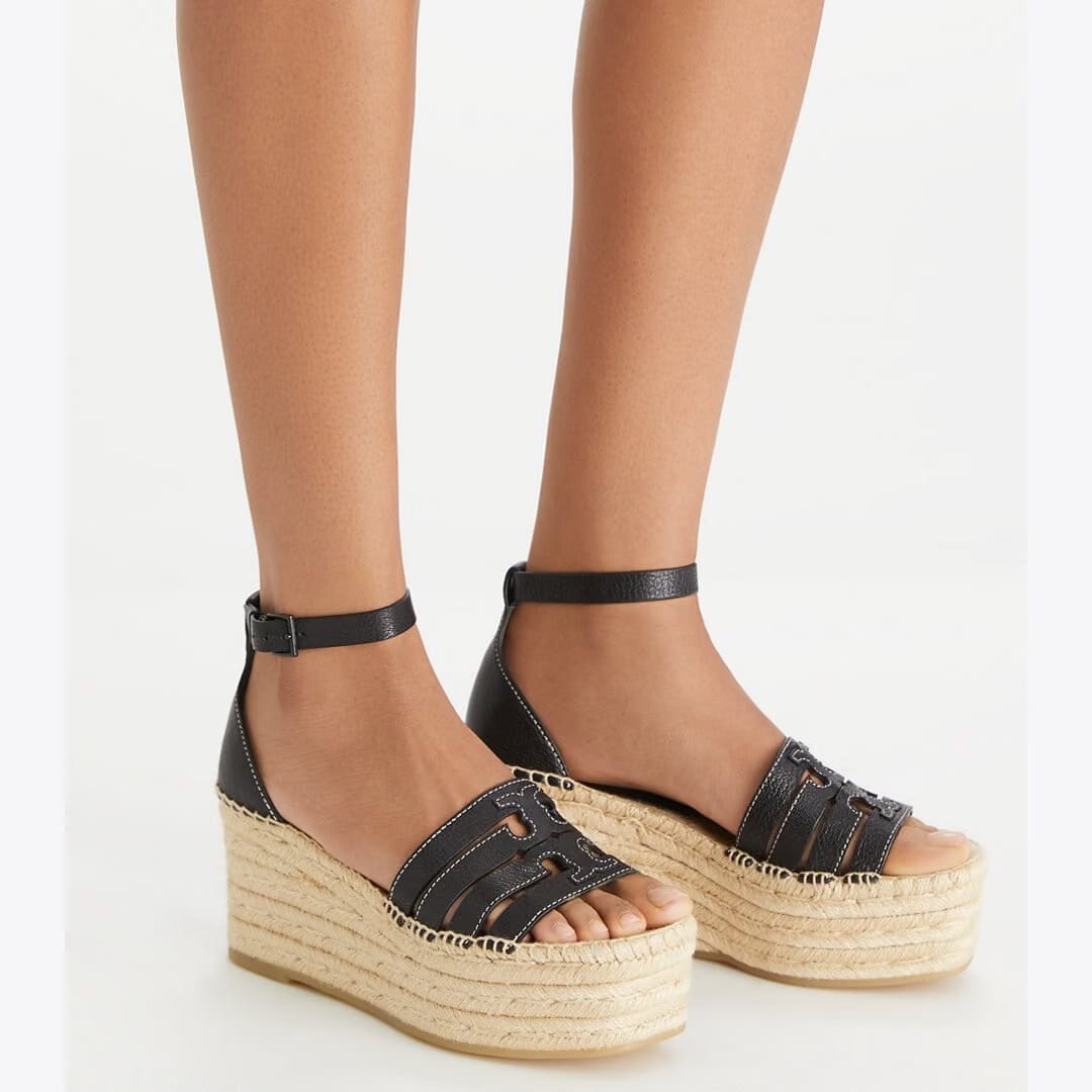 Tory Burch Ines Espadrille Wedge Sandal PERFECT BLACK