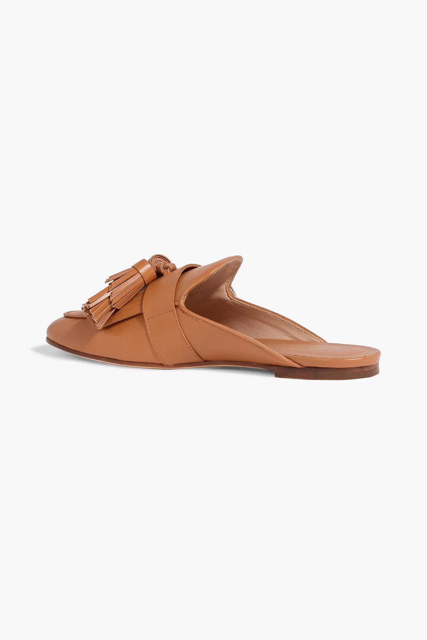 Tod's Fringed Leather Slippers Camel Women's