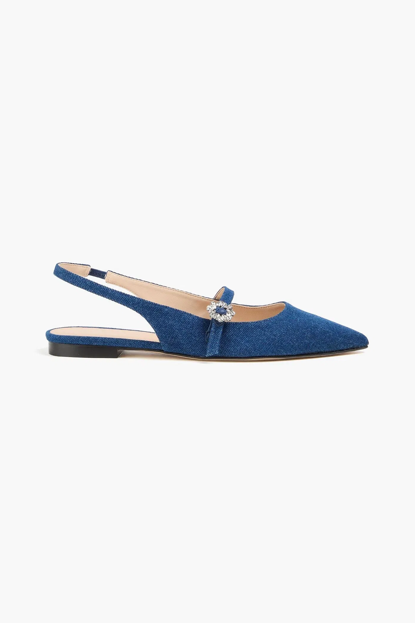 Stuart Weitzman Aura Denim Slingback Mary Jane Flats Mid Denim Women's
