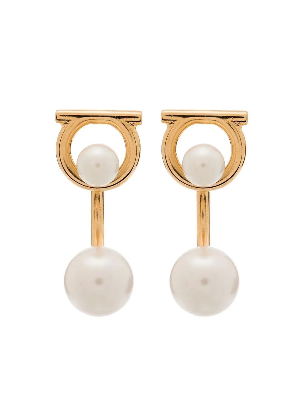 Gancini glass-pearl earrings