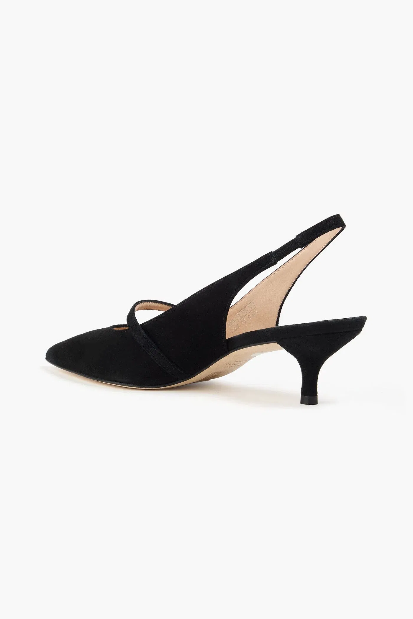 Stuart Weitzman Aura 50 Crystal-Embellished Suede Slingback Mary Jane Pumps Black Women's