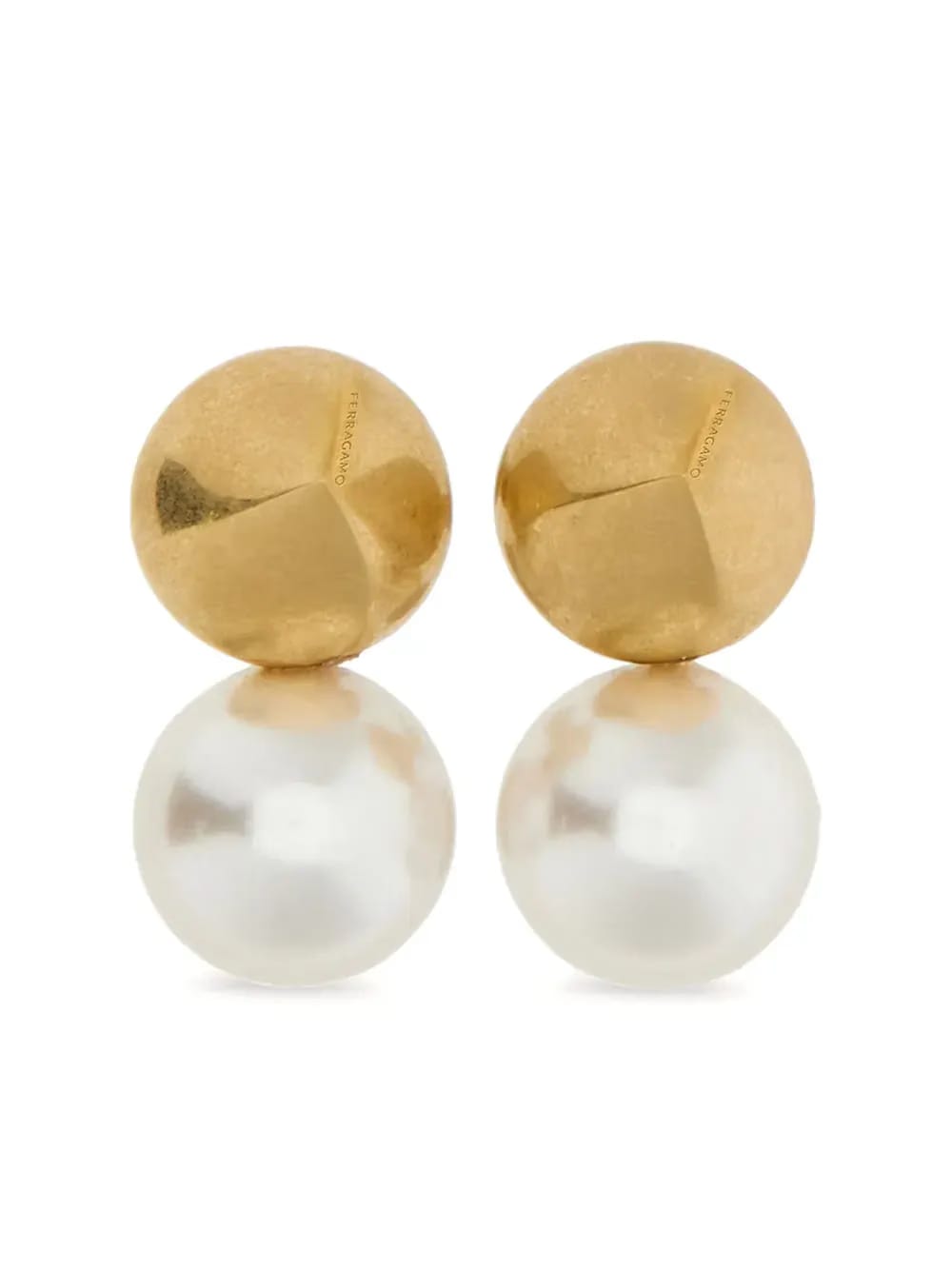 logo-engraved bead-pendant earrings
