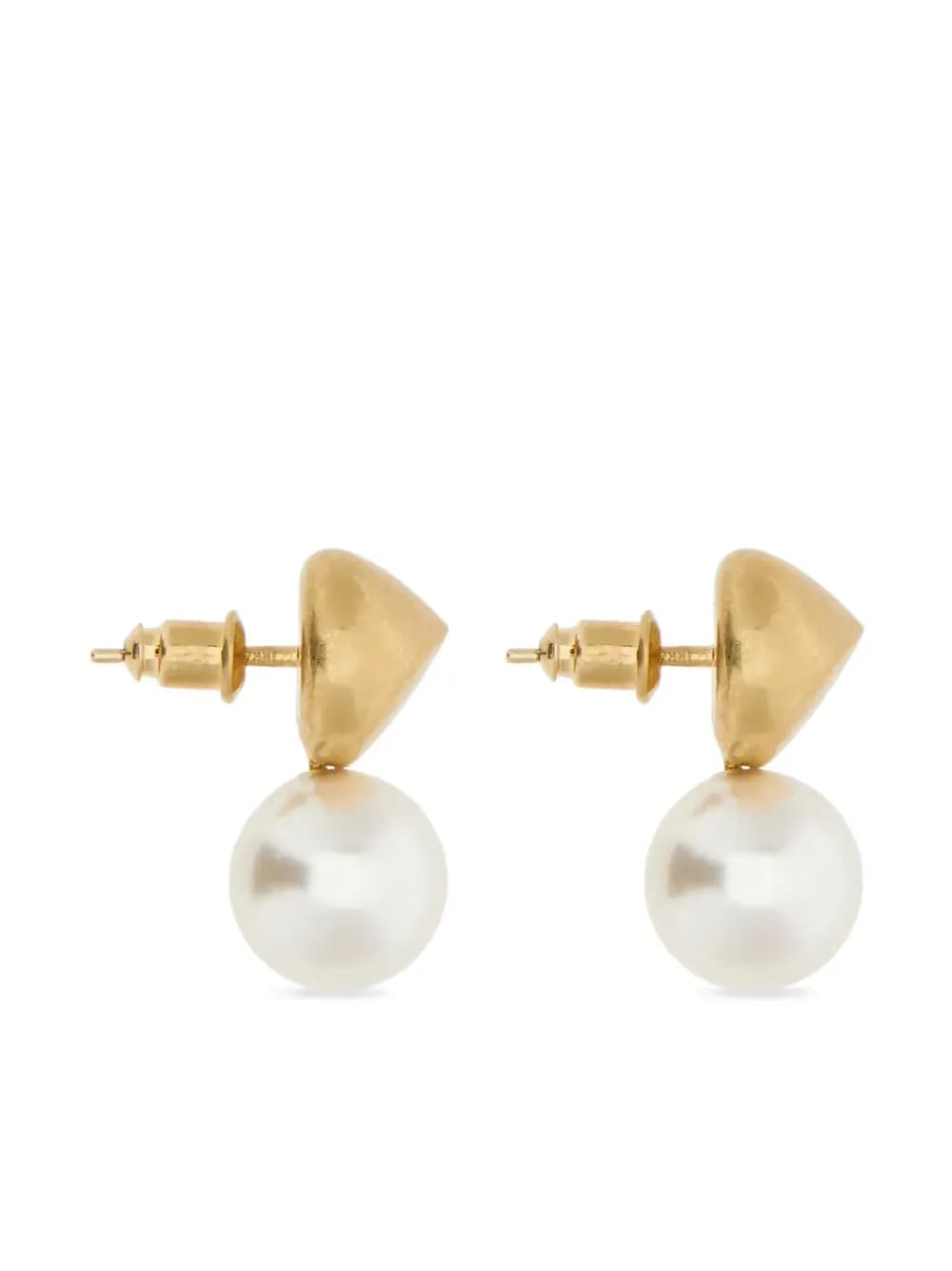 logo-engraved bead-pendant earrings