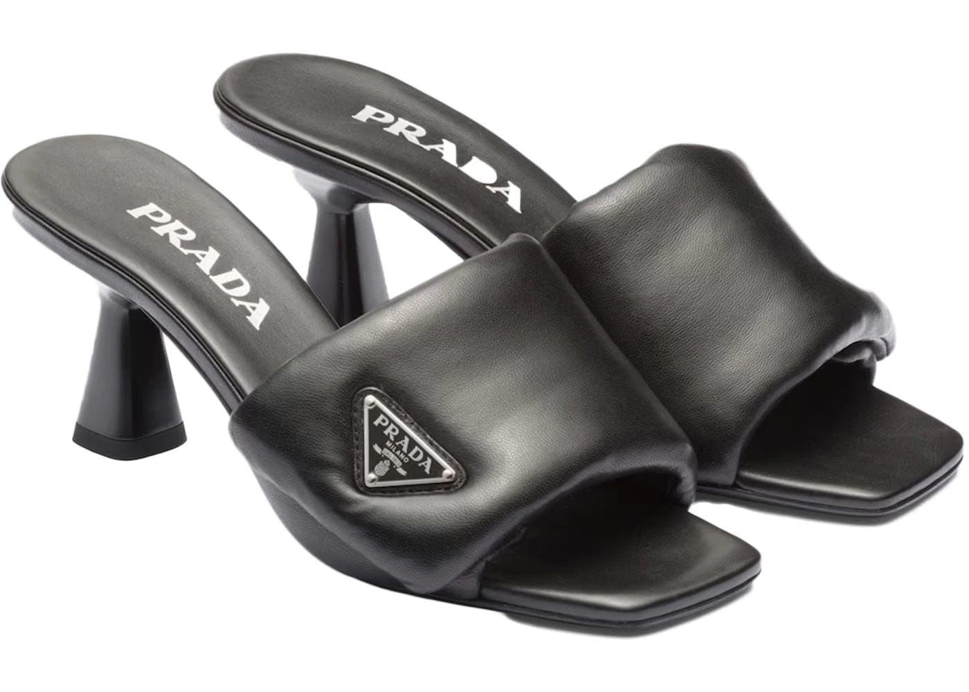Prada Soft Padded 65Mm Sandals Black Nappa Leather