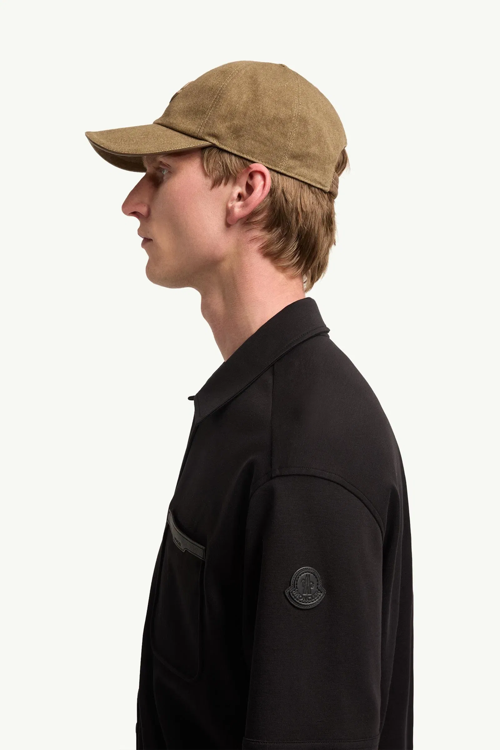 Moncler Leather Logo Cotton Short Sleeve Shirt Black Black