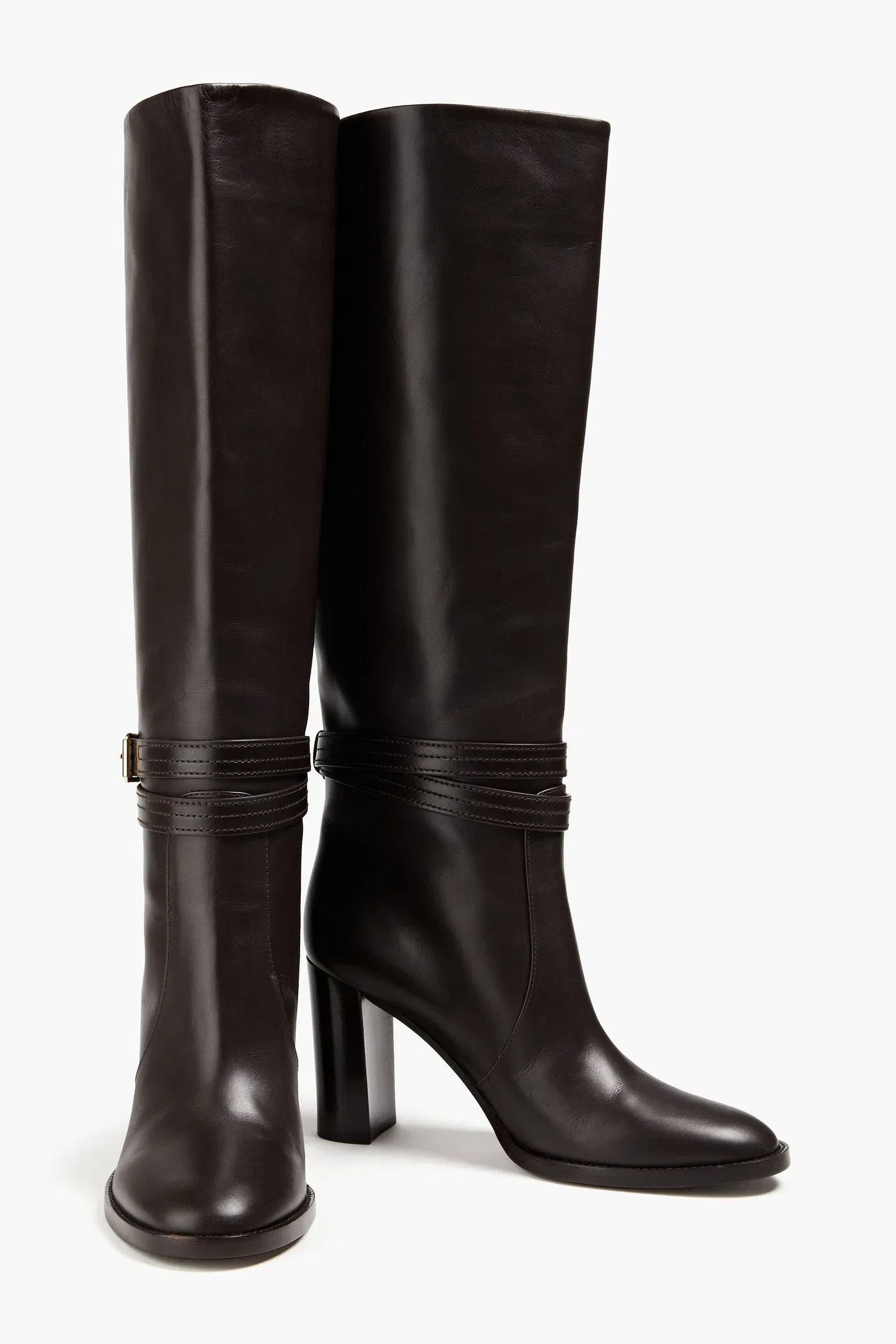 Gianvito Rossi Leather Knee Boots Dark Brown Women's