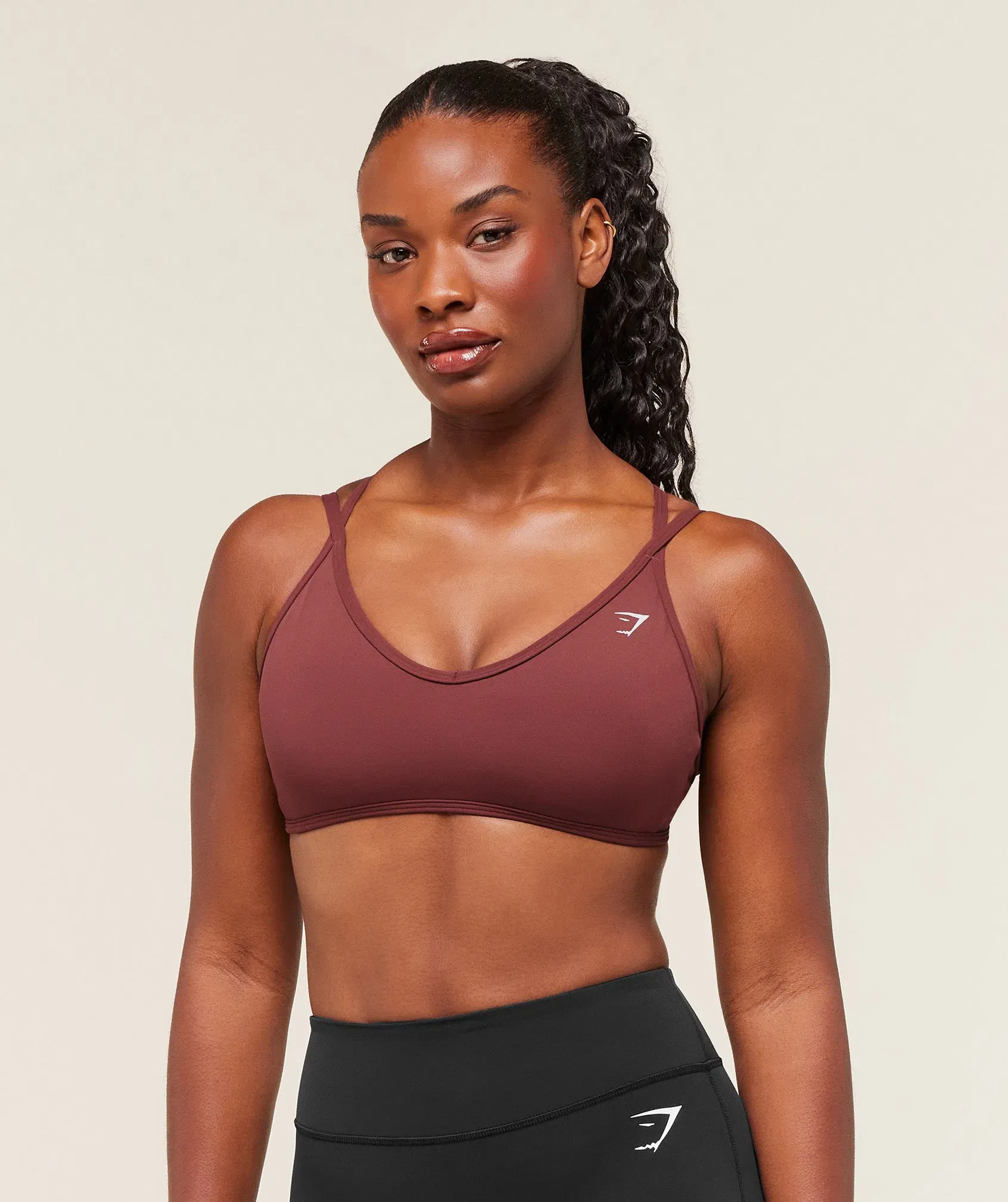 Women's Gymshark Back Gains Sports Bra Burgundy Brown