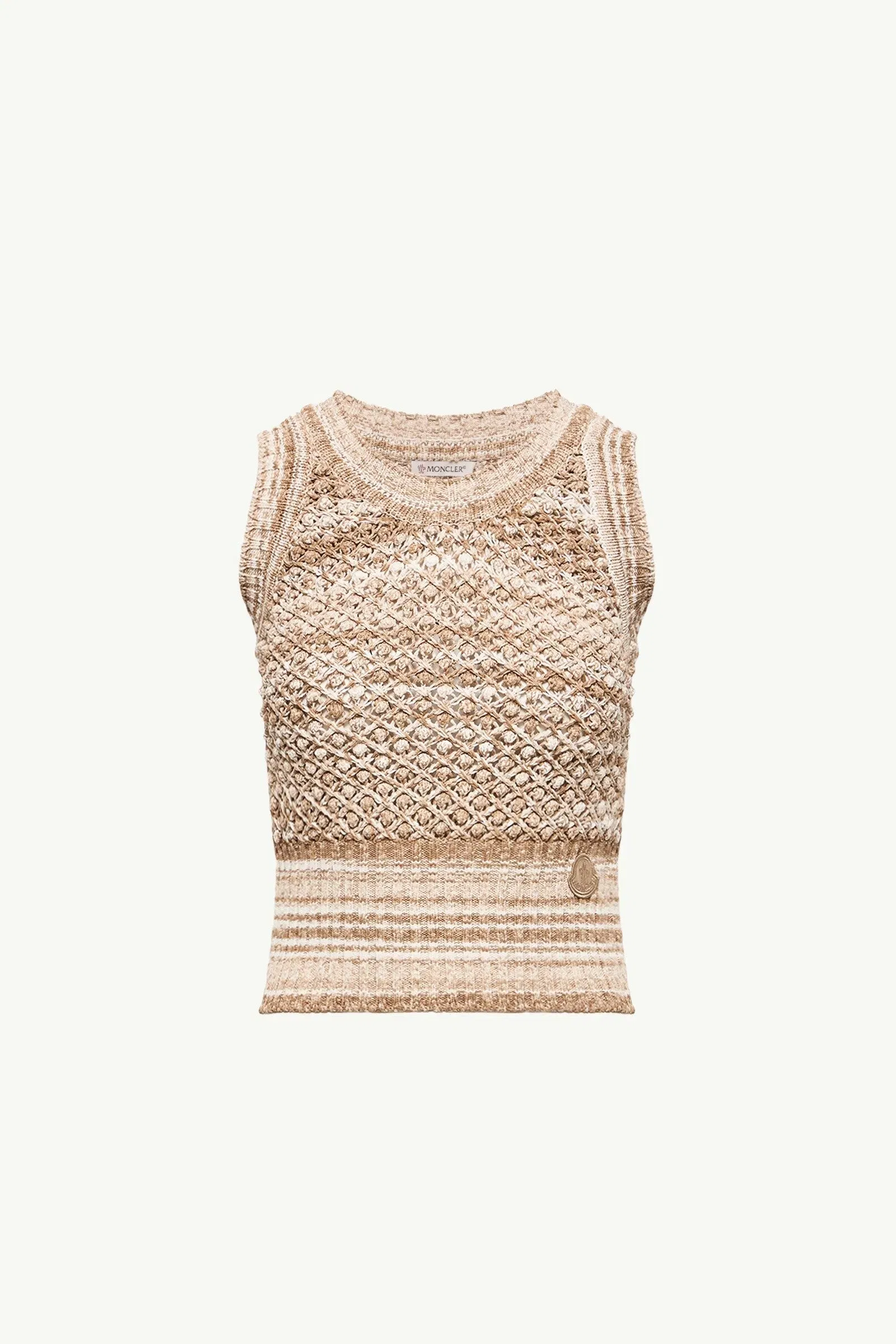 Moncler Striped Tank Top Light Beige Light Beige