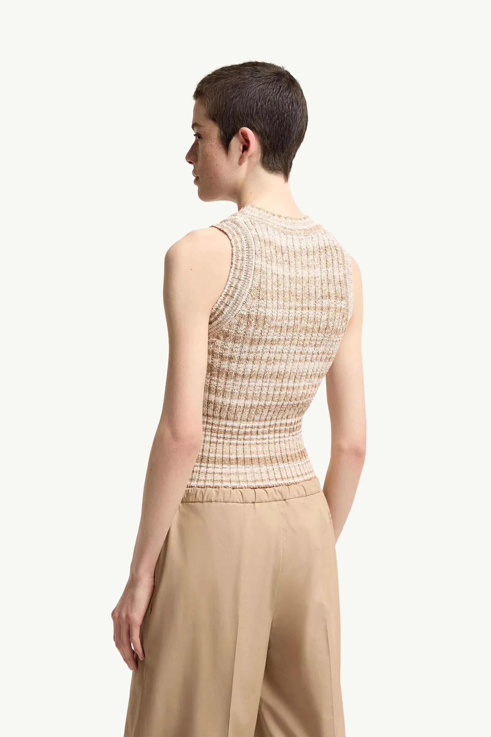 Moncler Striped Tank Top Light Beige Light Beige
