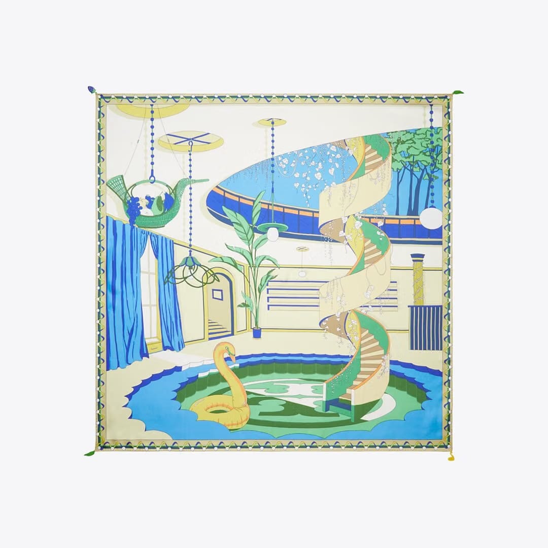 Tory Burch The Pool Silk Square Scarf The Pool Blue
