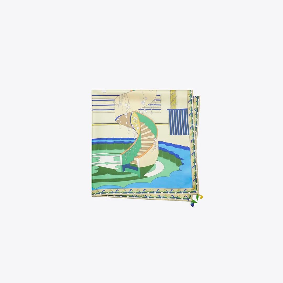 Tory Burch The Pool Silk Square Scarf The Pool Blue