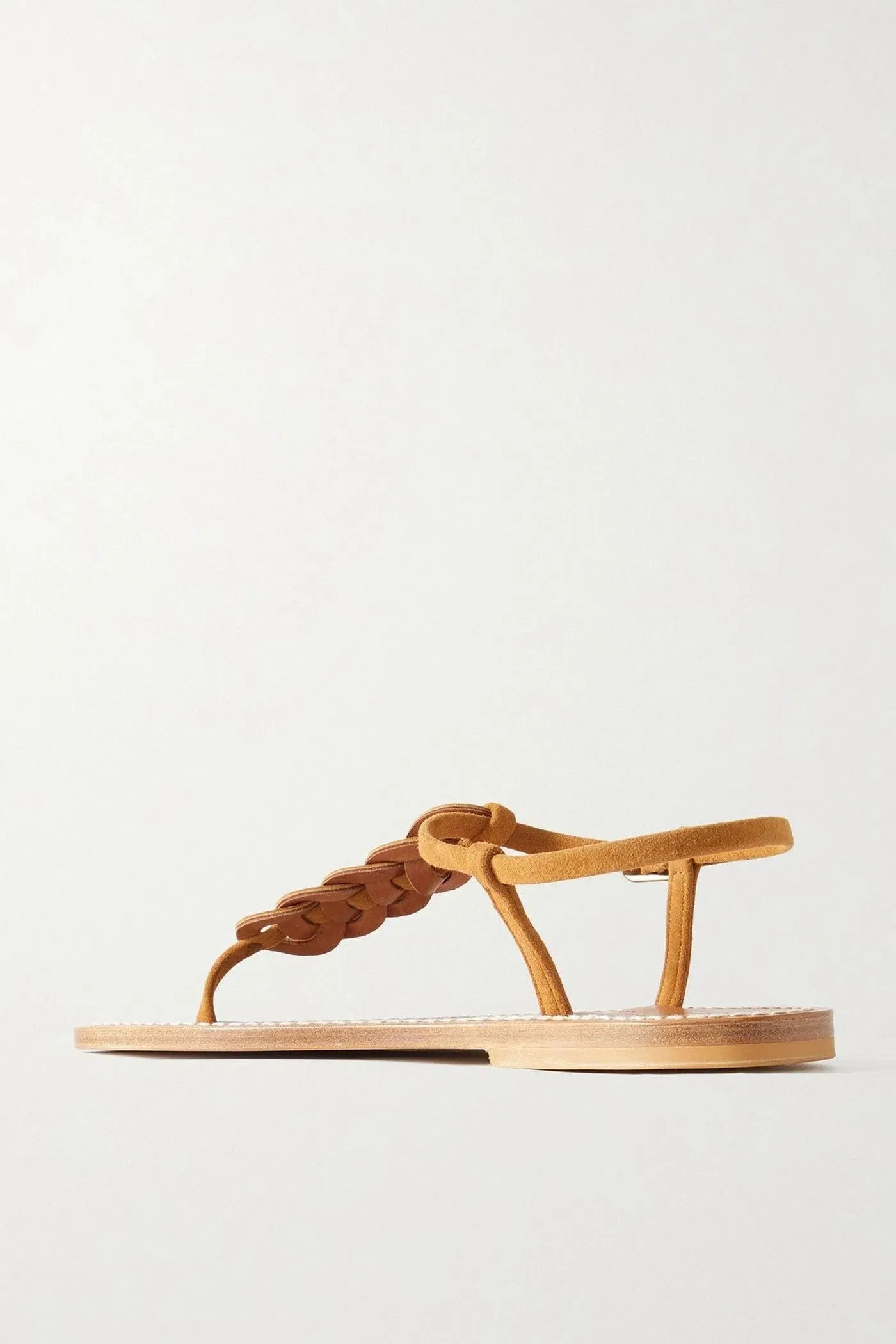 K.Jacques St. Tropez Lemovis Woven Suede Sandals Camel Women's