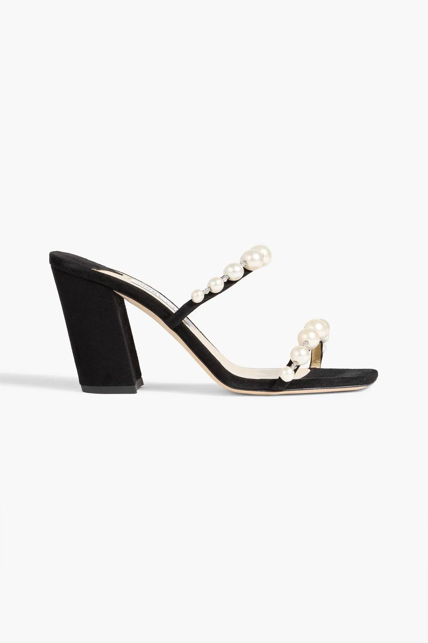 Jimmy Choo Amara 85 Embellished Suede Mules Black Women's