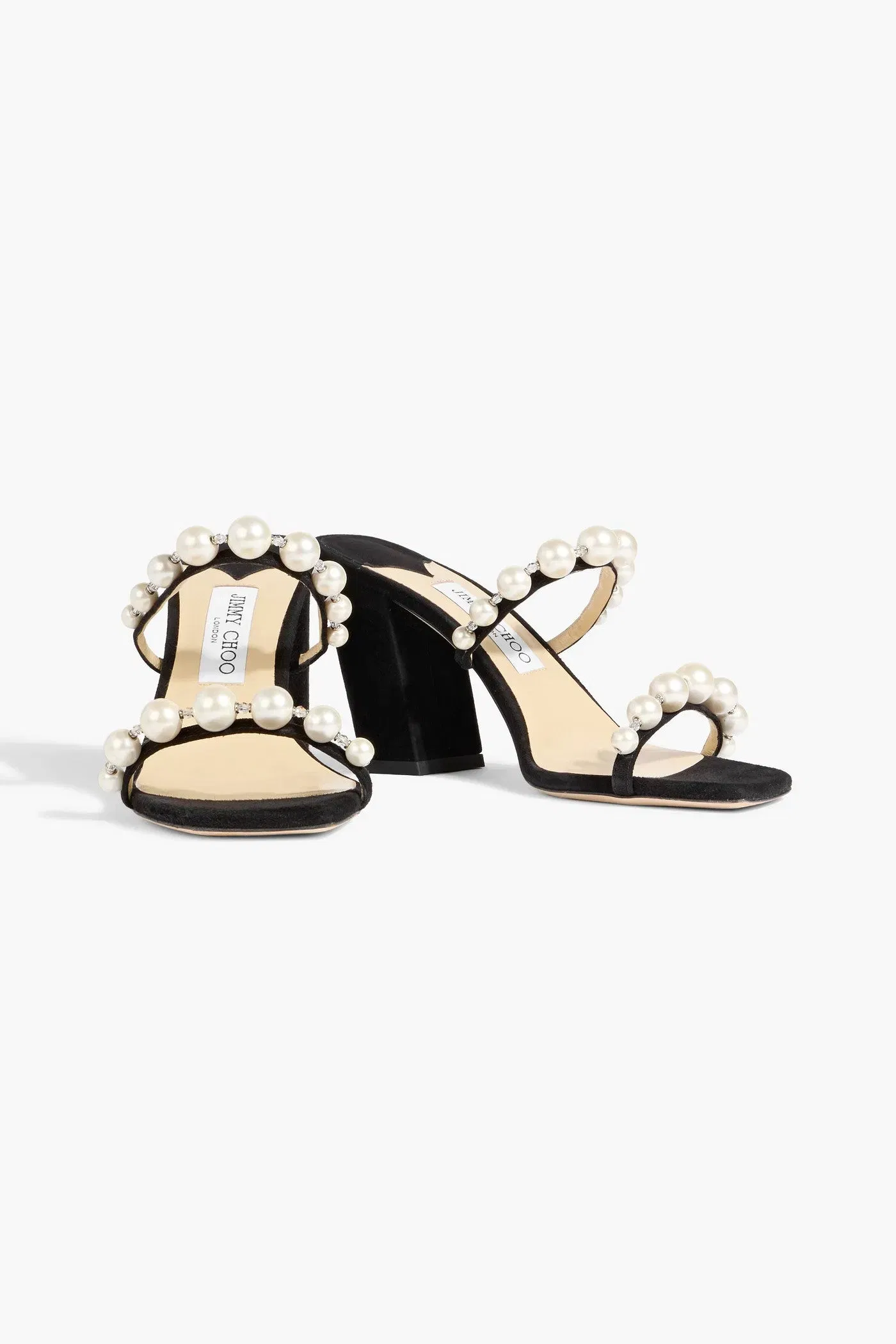 Jimmy Choo Amara 85 Embellished Suede Mules Black Women's