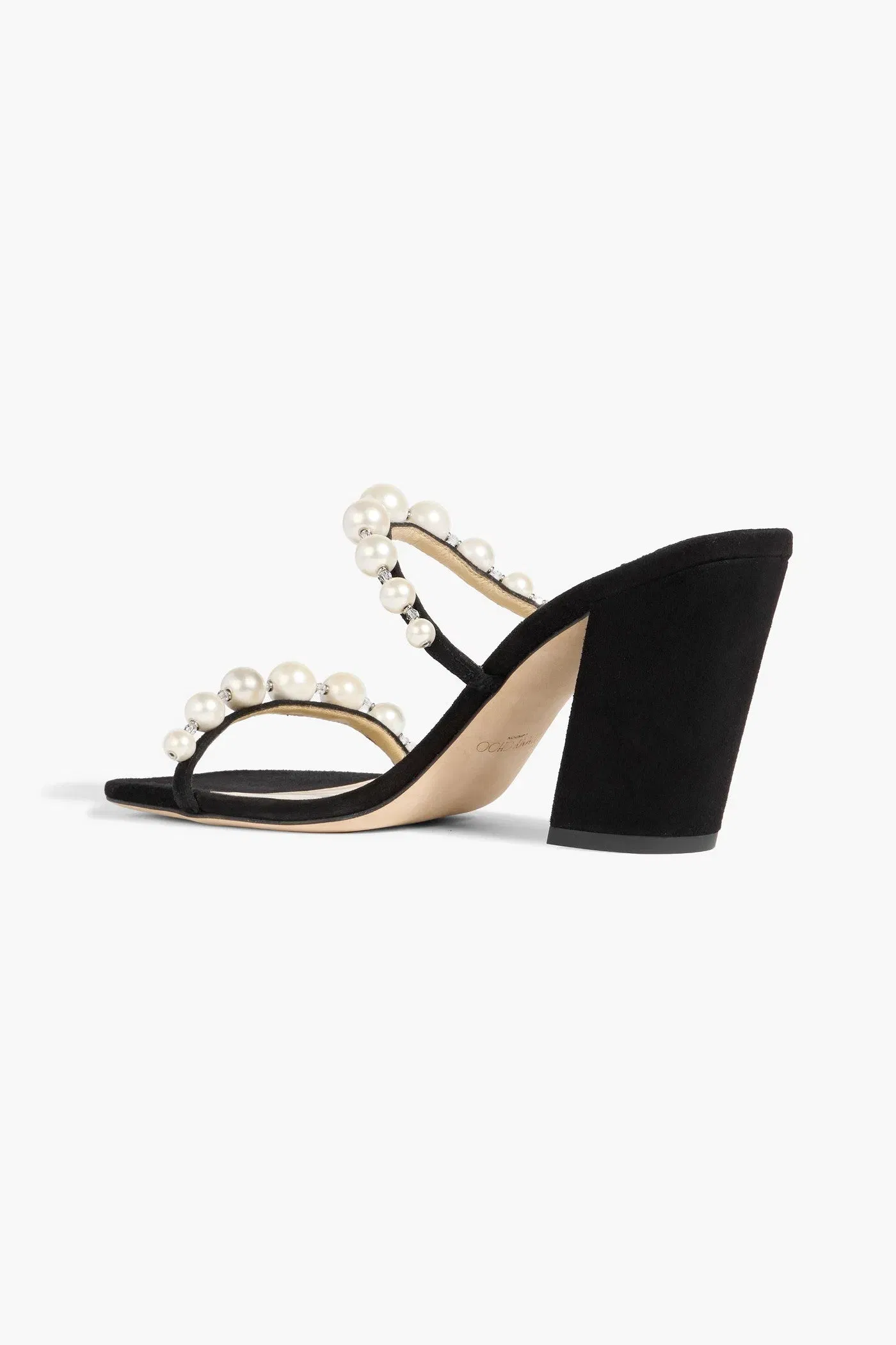 Jimmy Choo Amara 85 Embellished Suede Mules Black Women's