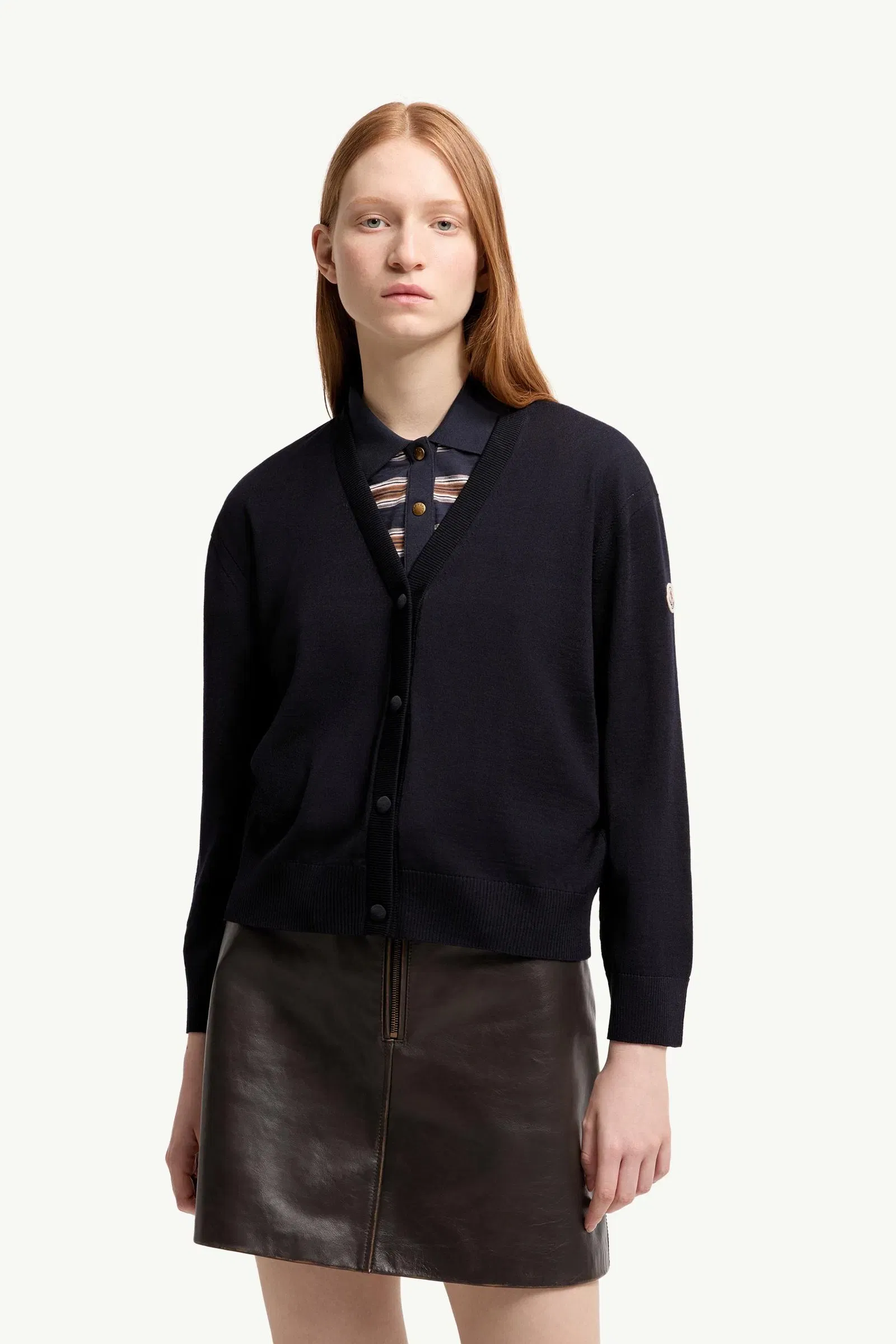 Moncler Wool Cardigan Navy Blue Navy Blue