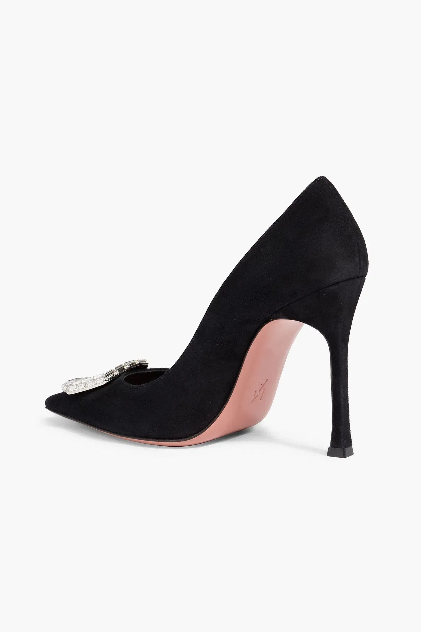Amina Muaddi Camelia 105 Crystal-Embellished Suede Pumps Black Women's