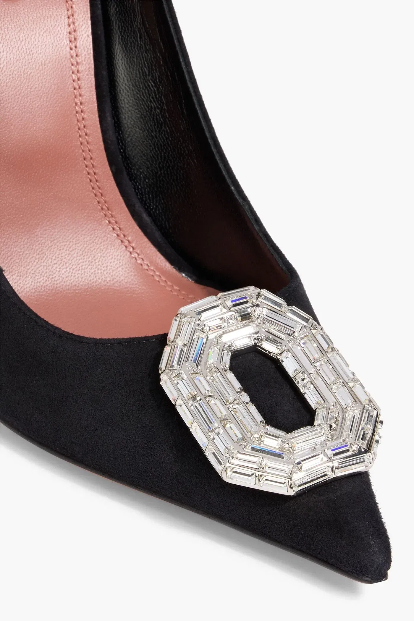 Amina Muaddi Camelia 105 Crystal-Embellished Suede Pumps Black Women's