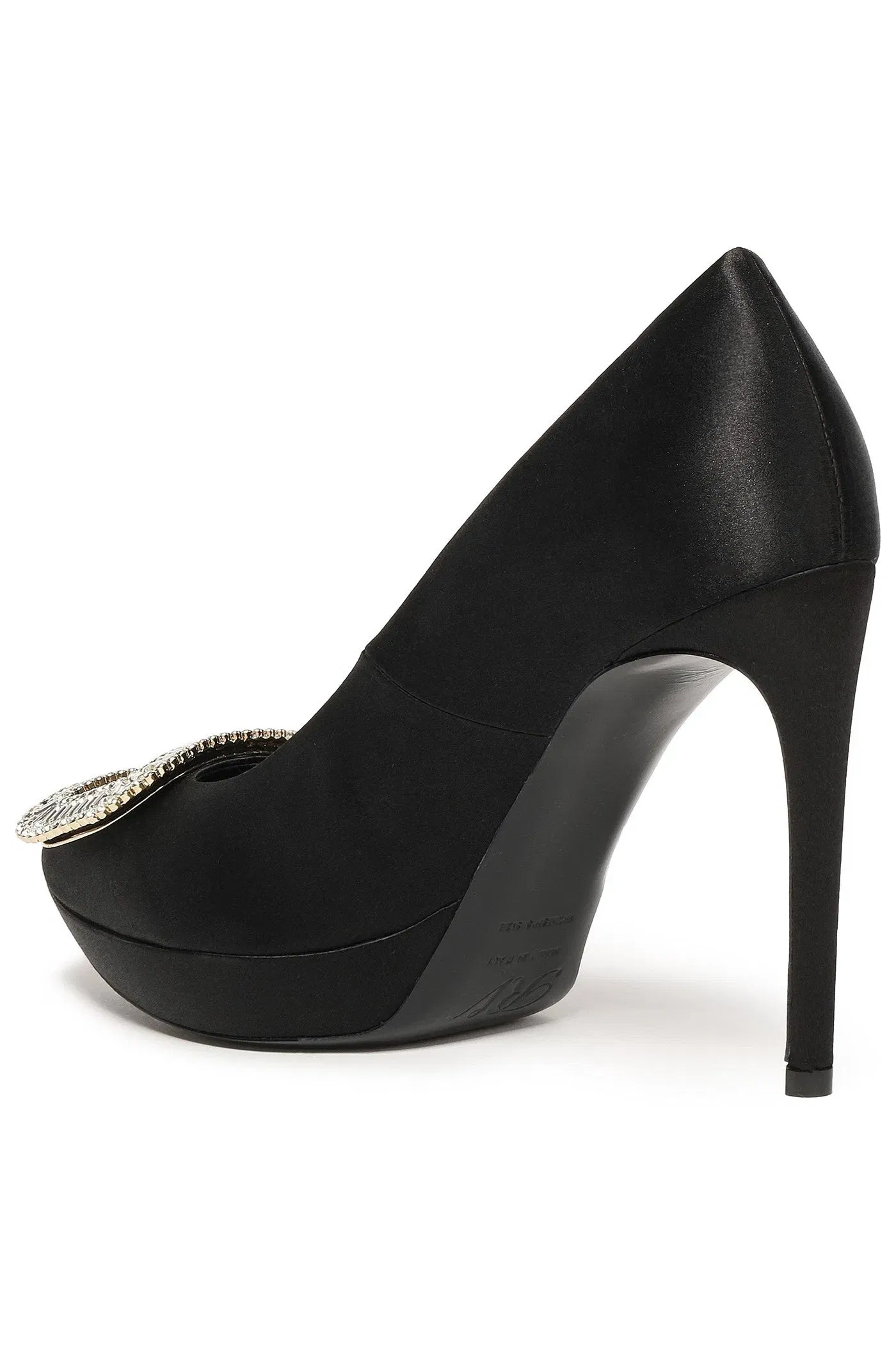 Roger Vivier Crystal-Embellished Satin Platform Pumps Black Women's