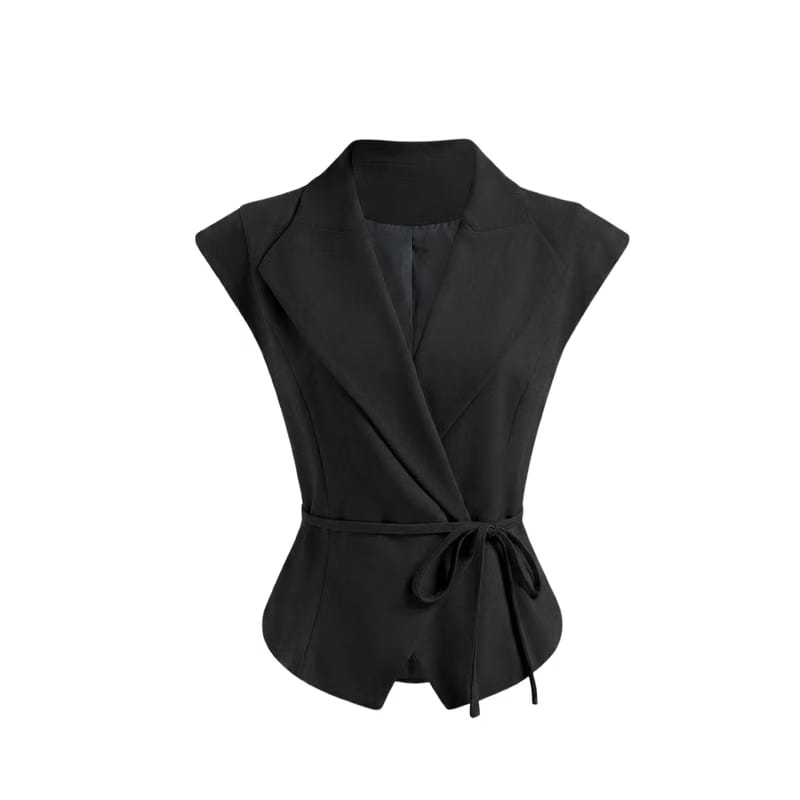 Elara Voss Aurelia Wrap Black Top