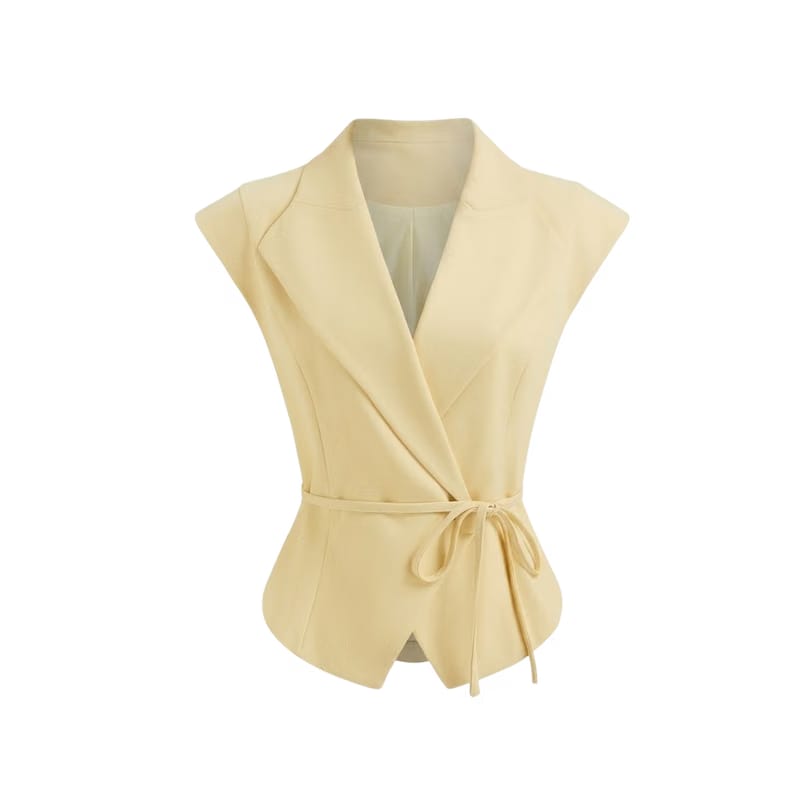 Elara Voss Aurelia Wrap Butter Yellow Top