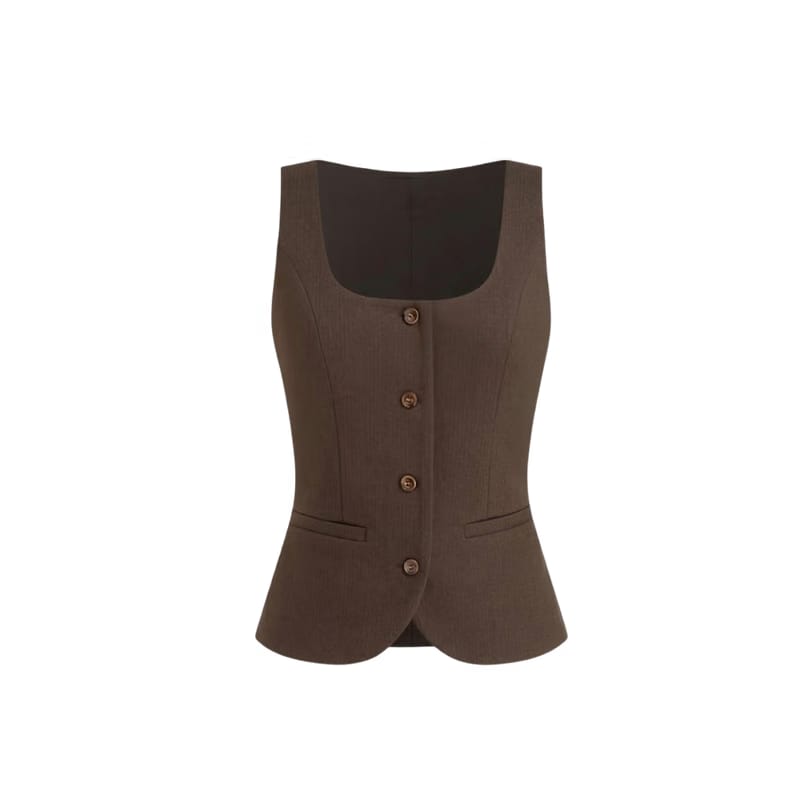 Elara Voss Margaux Tailored Cocoa Top