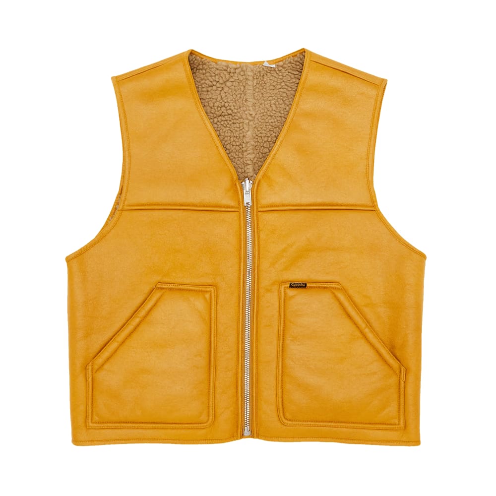 Supreme Reversible Faux Shearling Work Vest Yellow