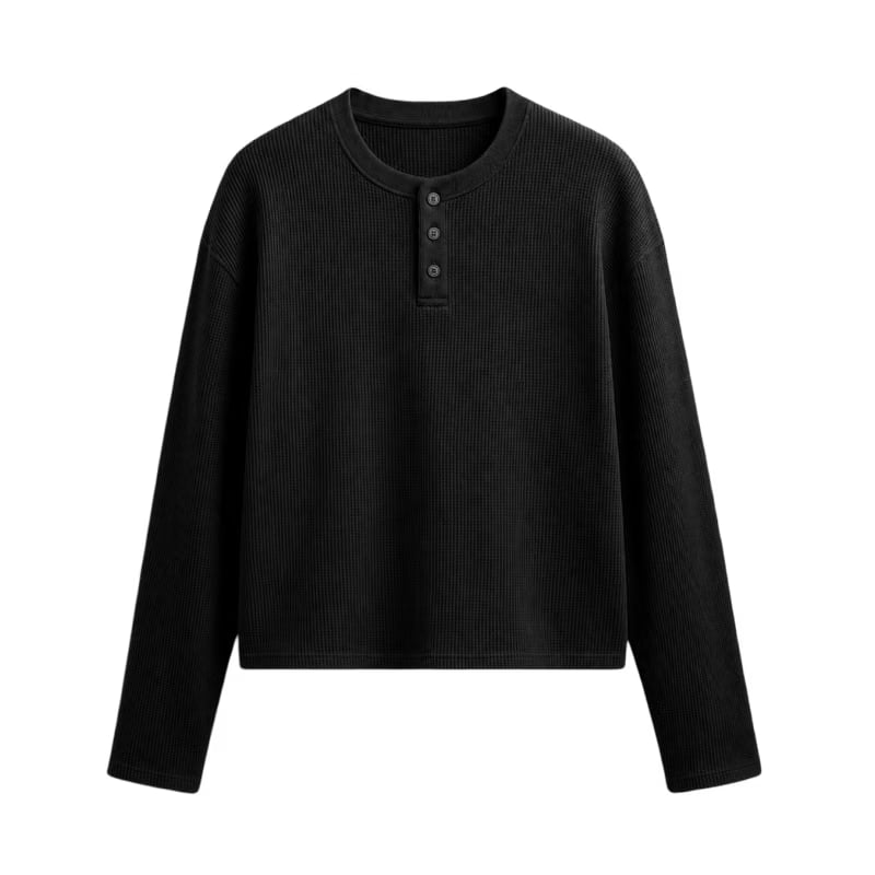 Reserve Waffle Henley - Obsidian Black