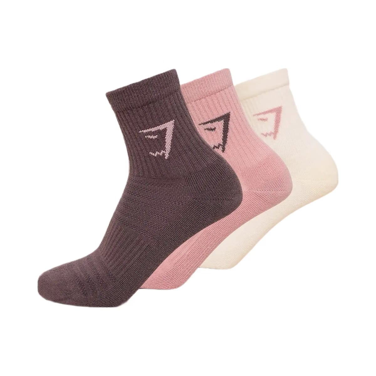 Gymshark Midi Socks 3pk "Soft White Light Pink Cool Brown"