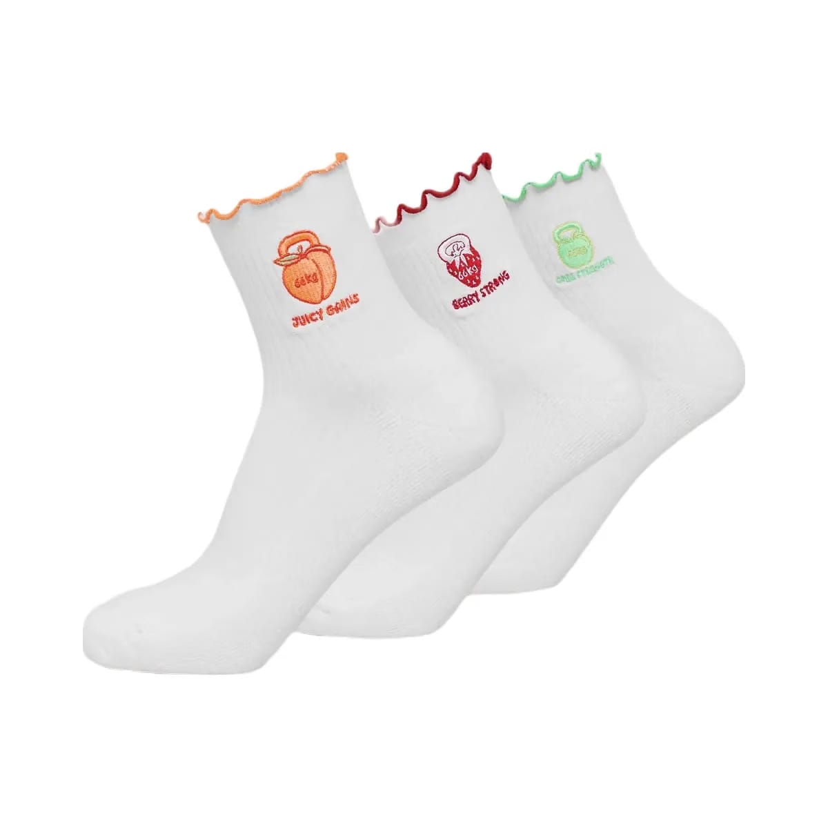 Gymshark Fruity Graphic Midi Frill Socks 3pk "White"