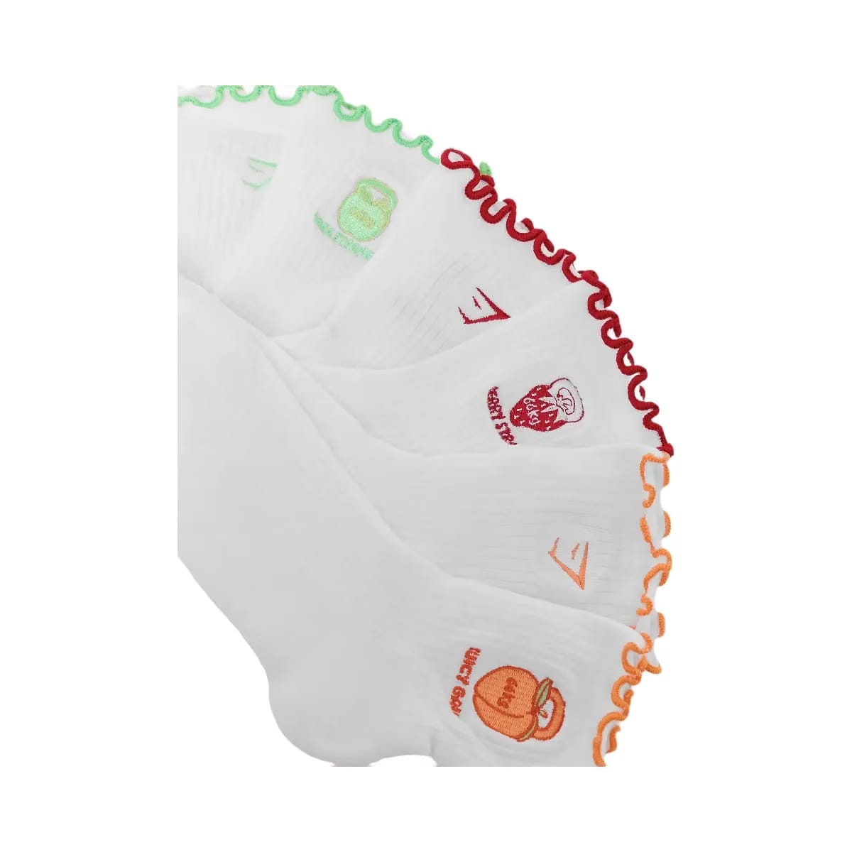 Gymshark Fruity Graphic Midi Frill Socks 3pk "White"