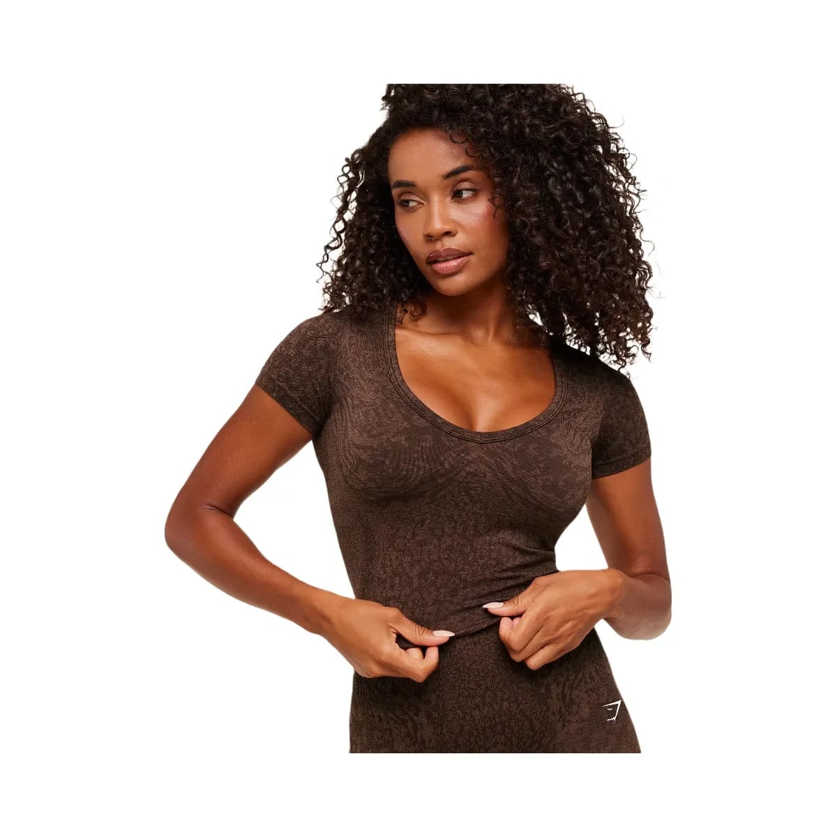 Gymshark Adapt Animal X Whitney Short Sleeve Top "Archive Brown Soft Brown"