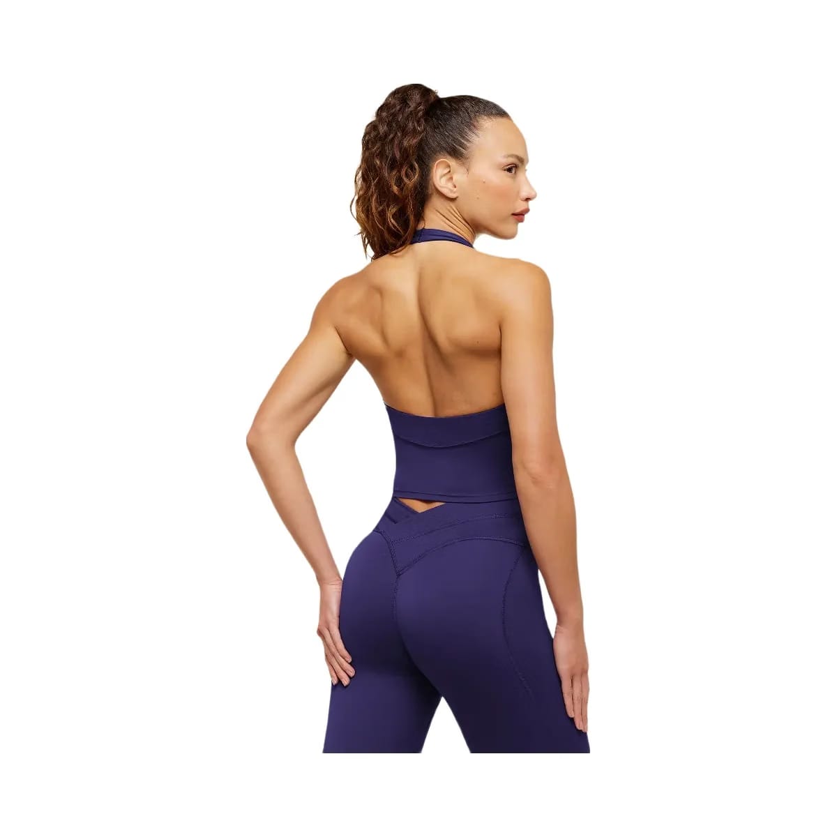 Gymshark Colour Block Halter Neck Tank With Shelf "Indigo Purple"