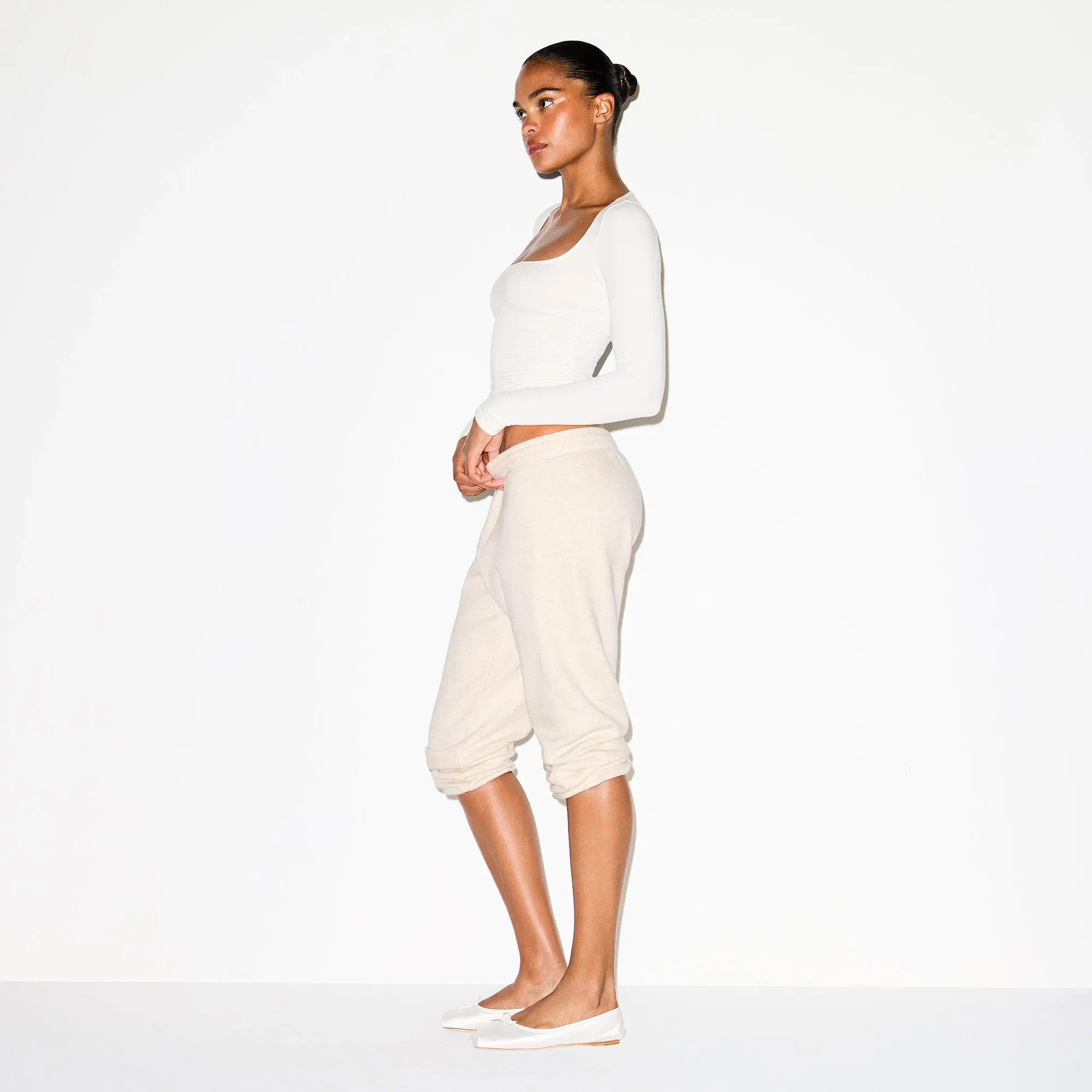 Cotton Jersey Scoop Neck Long Sleeve Top