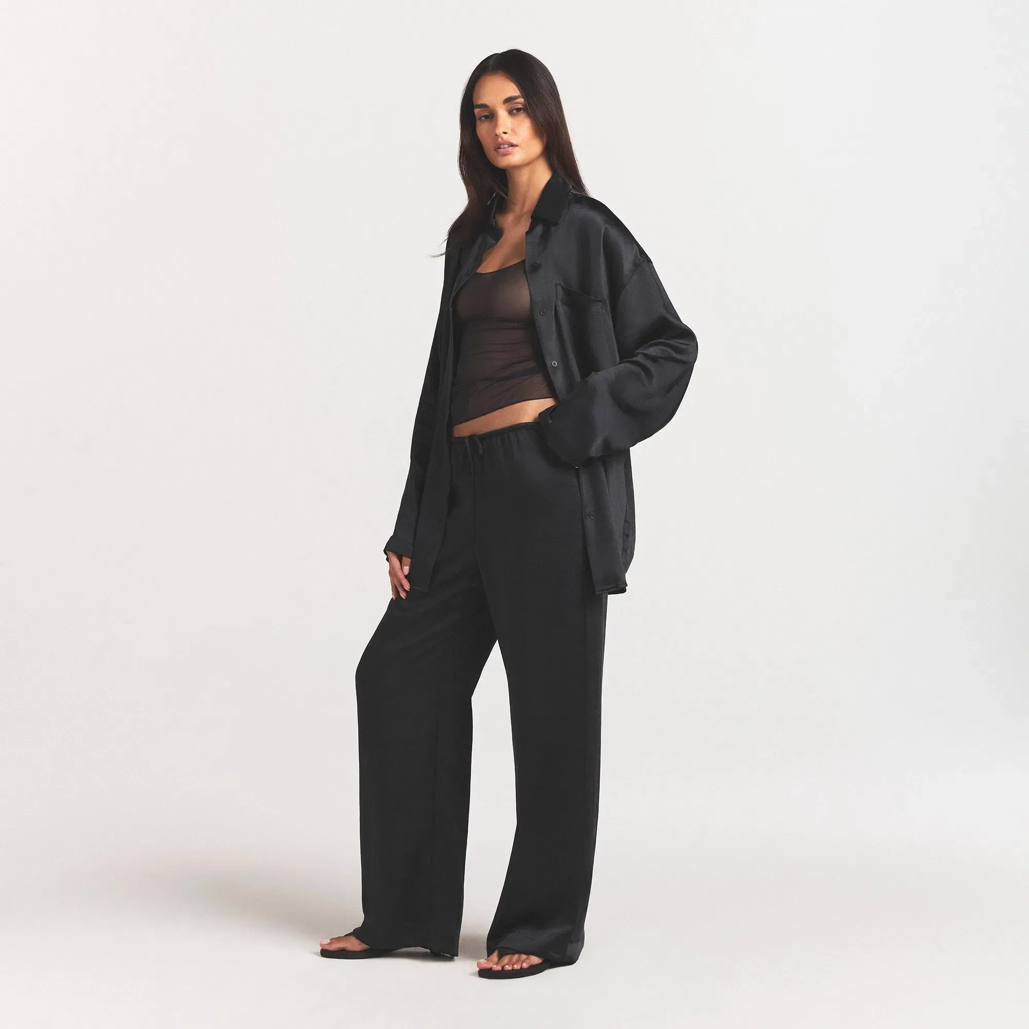 Lightweight Satin Straight Leg Pant