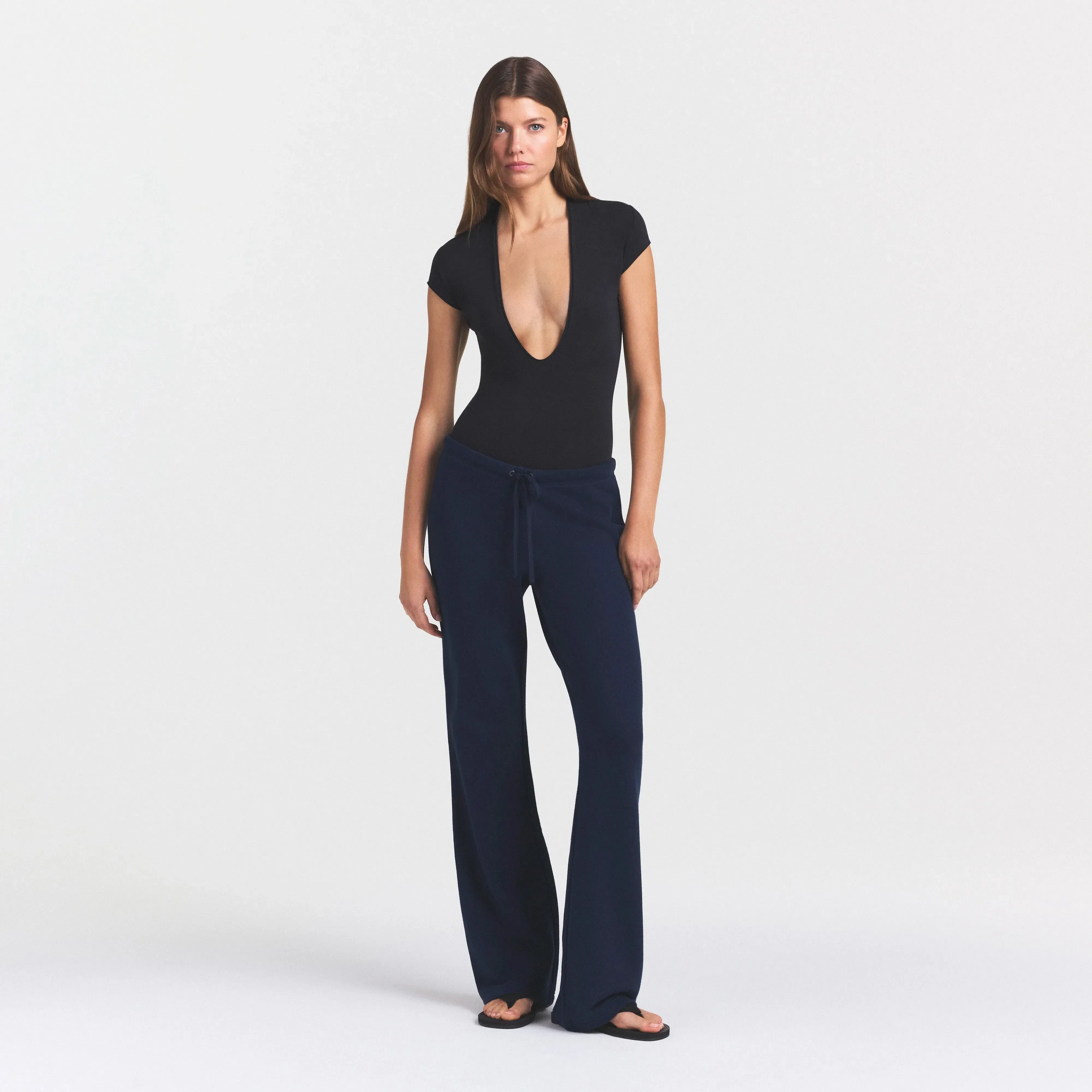 Drapey French Terry Straight Leg Pant