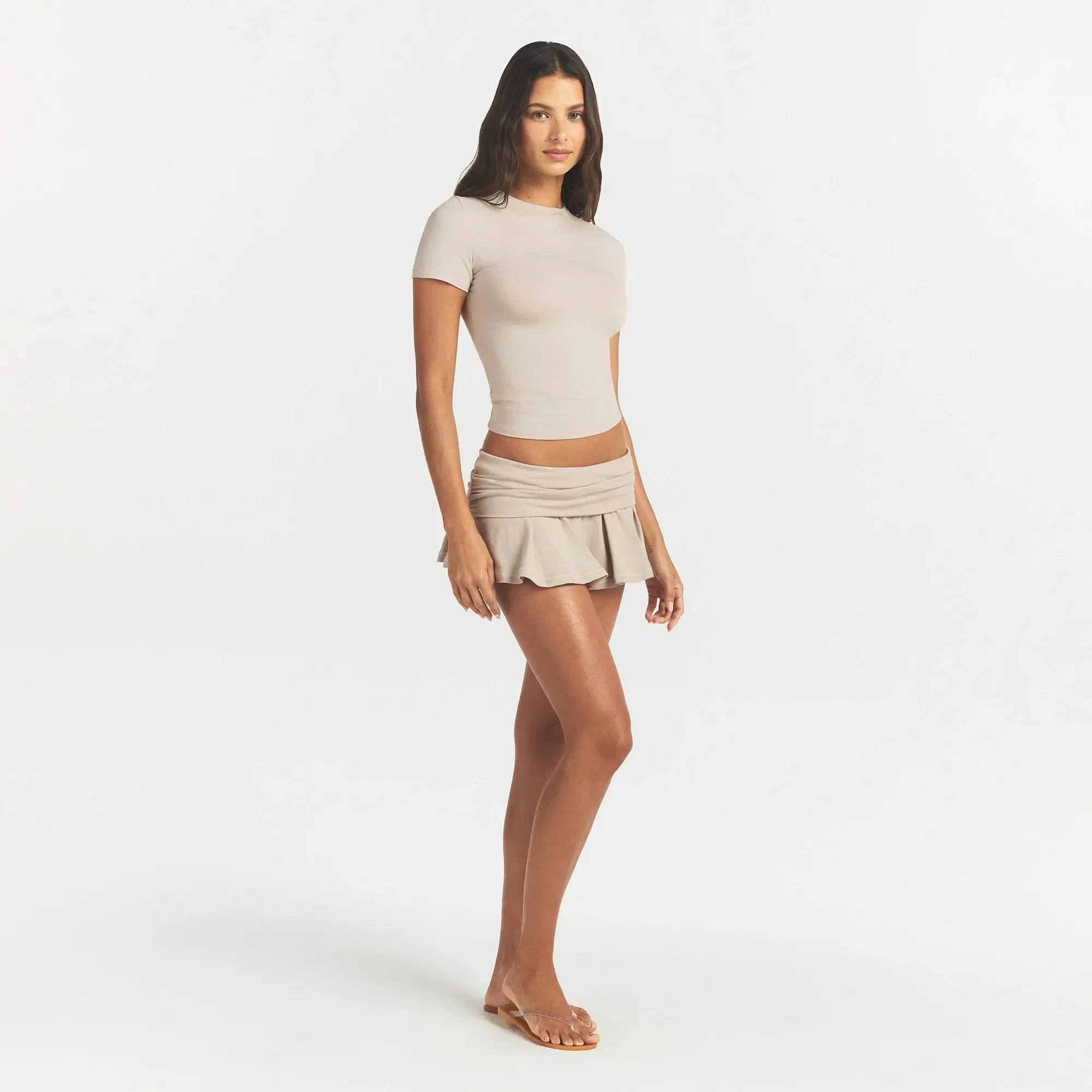 Cotton Jersey Foldover Mini Skort