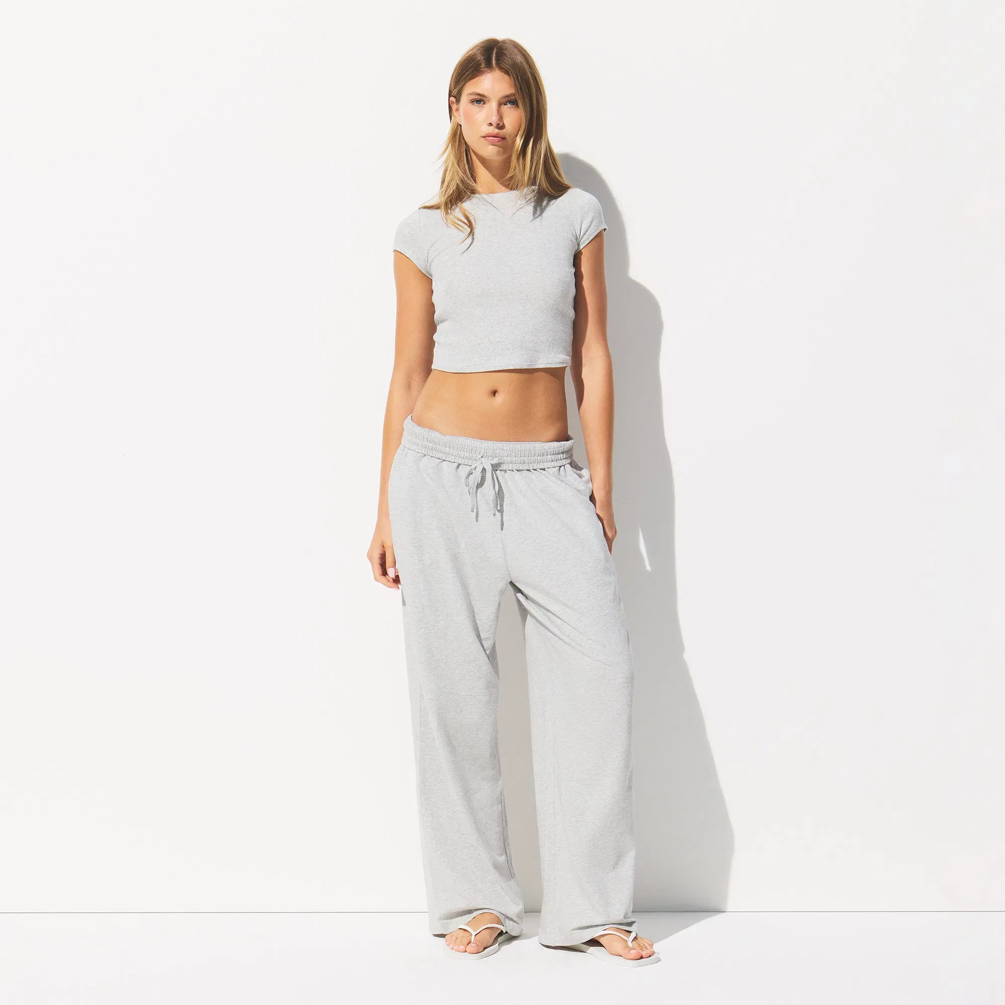 Cotton Jersey Wide Leg Pant