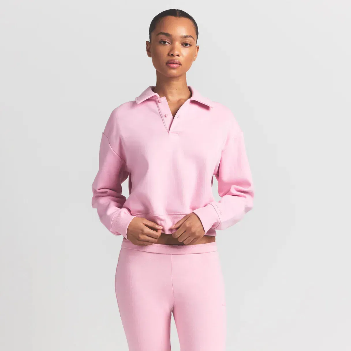 Cotton Fleece Polo Sweatshirt